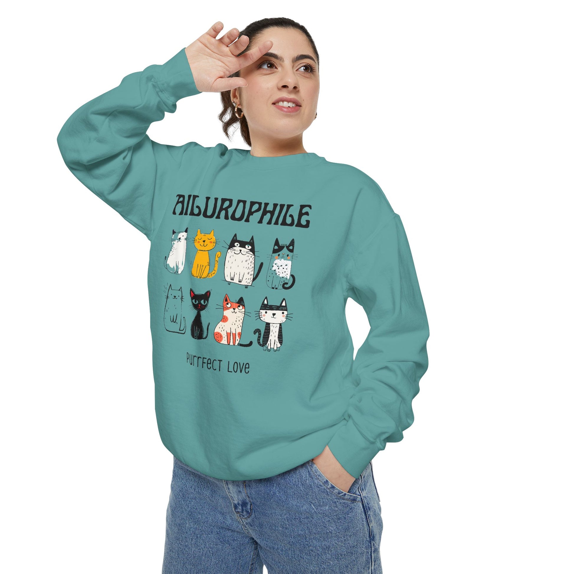 Ailurophile Comfort Colors Sweatshirt - Cozy Cat Sweatshirt, Cat Lover Gift, Unisex. - Stellar Threadz Studio