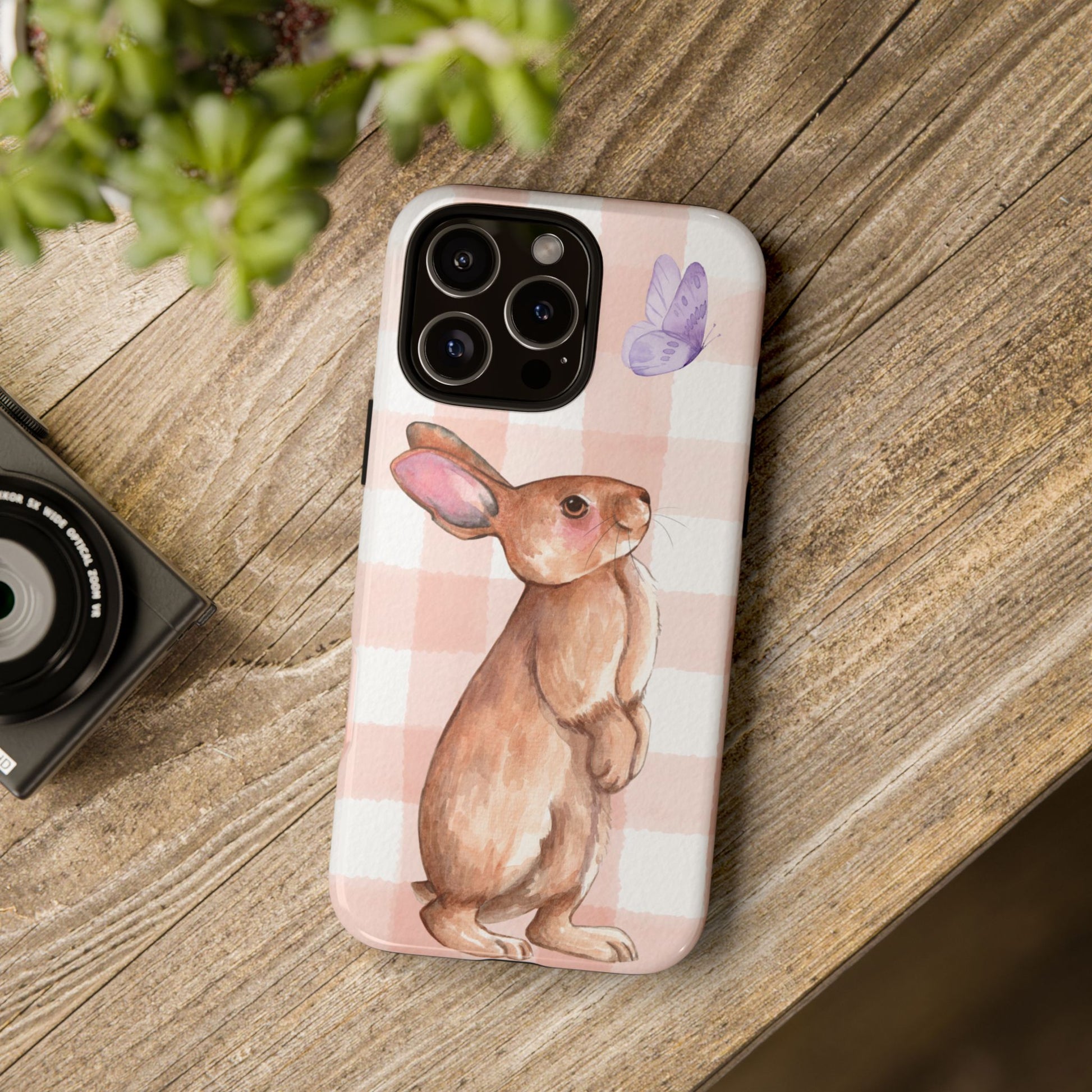 Cute Bunny Rabbit Phone Case, Tough Cases, Bunny Artwork, Springtime Gift, Floral Design, Phone Accessories, Nature Lover's Style - Stellar Threadz Studio