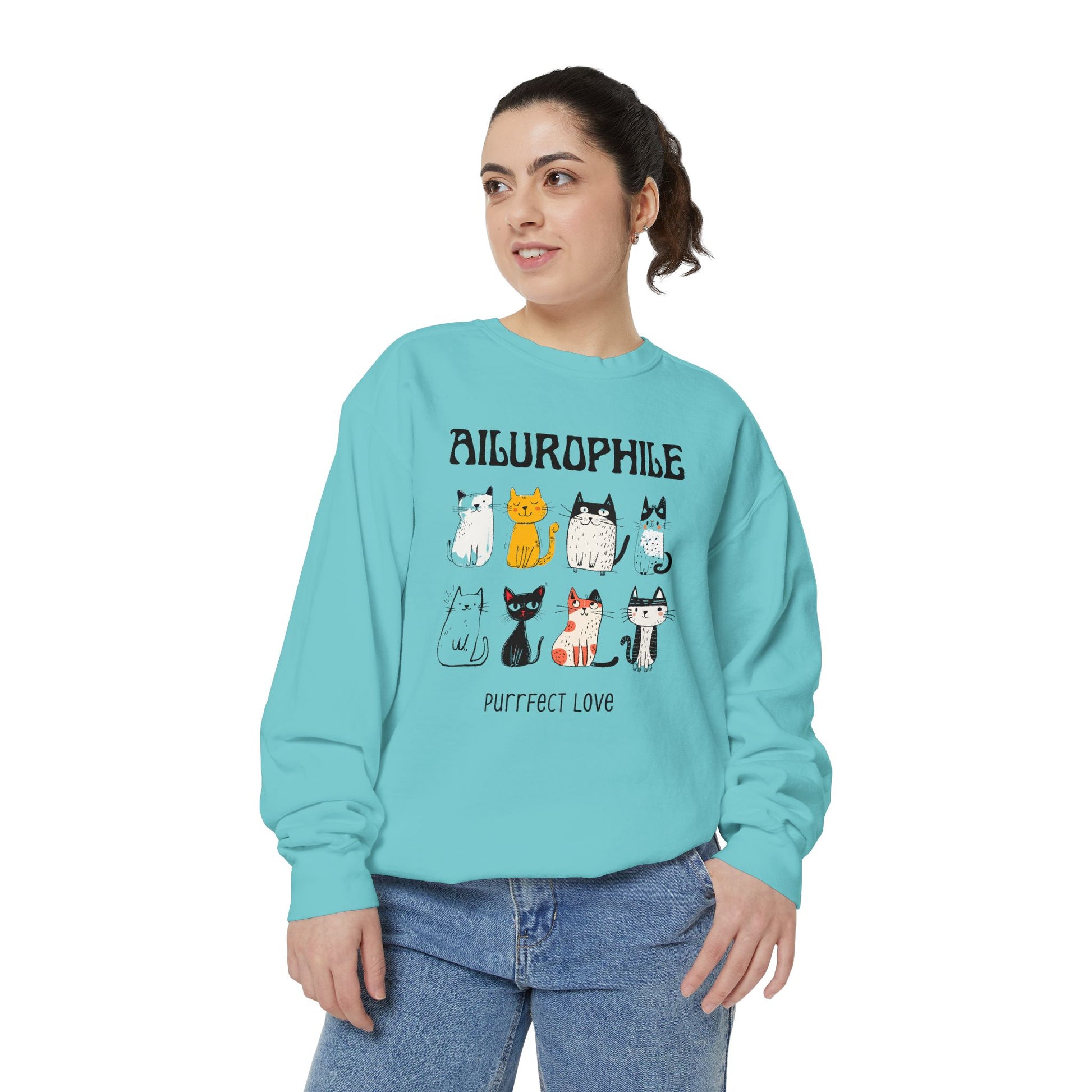 Ailurophile Comfort Colors Sweatshirt - Cozy Cat Sweatshirt, Cat Lover Gift, Unisex. - Stellar Threadz Studio