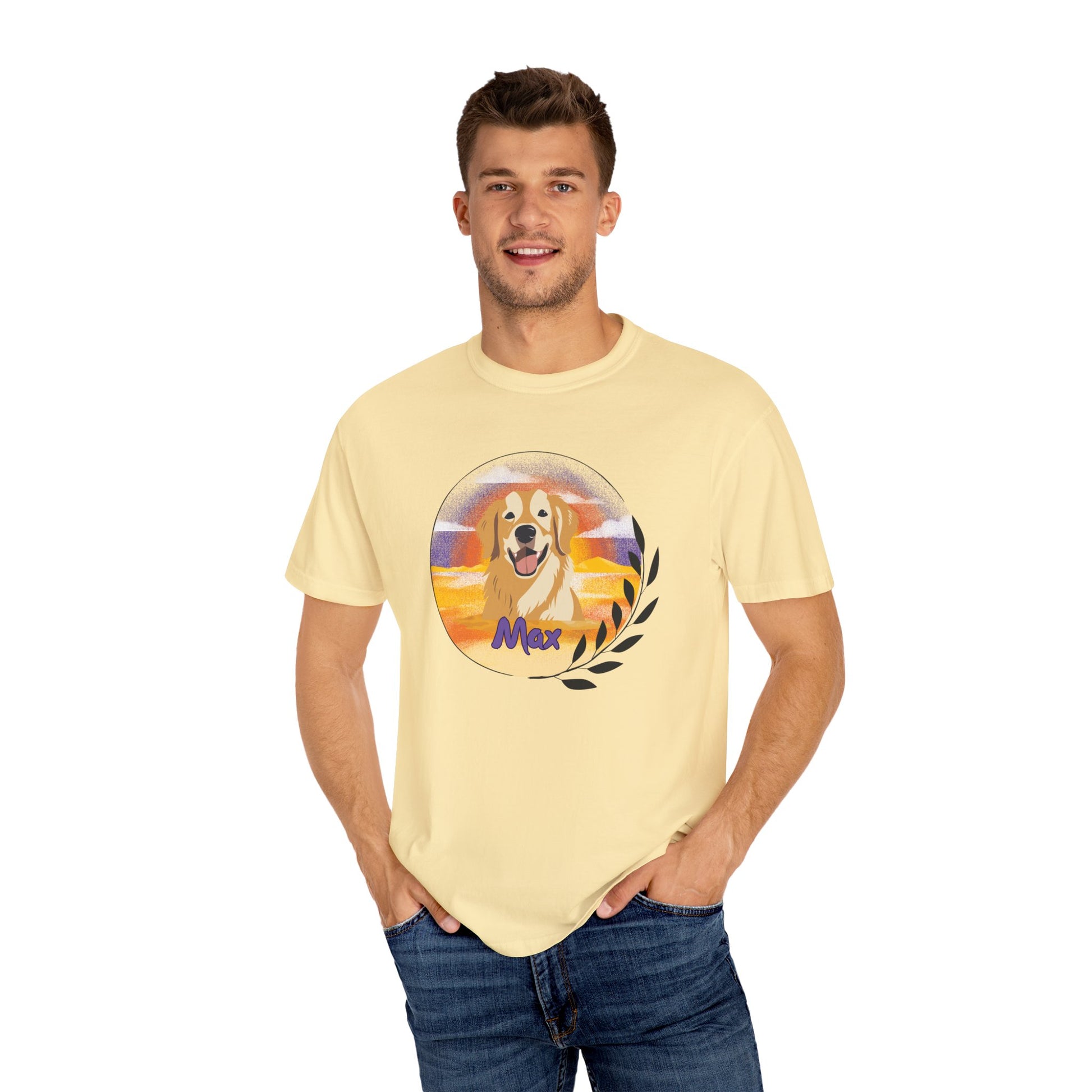 Custom Pet Portrait T-Shirt, Personalized Dog Tee, Garment Dyed Shirt, Gift for Dog Lovers, Cute Animal Apparel, Comfort Colors - Stellar Threadz Studio