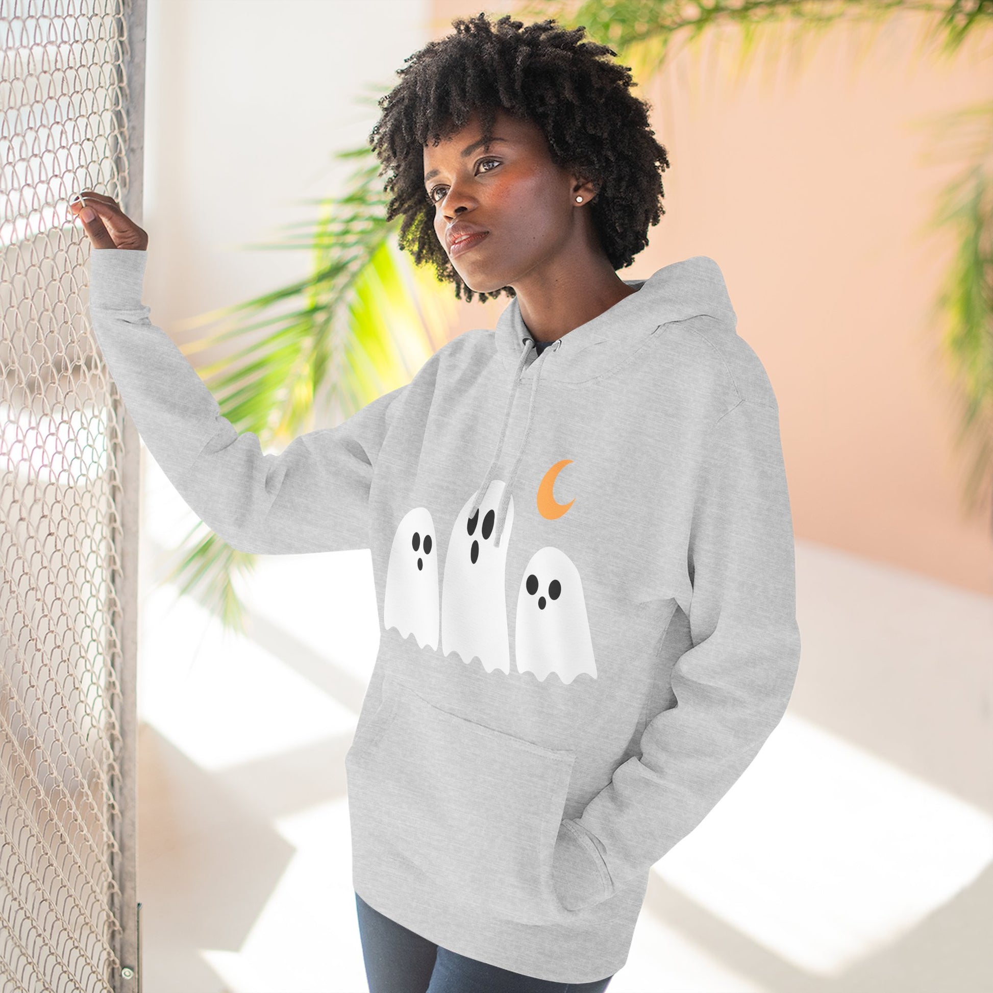 Cozy Fleece Hoodie, Cute Halloween Ghost Sweatshirt, Soft Casual Wear, Fall Outfit, Gift for Friends - Stellar Threadz Studio