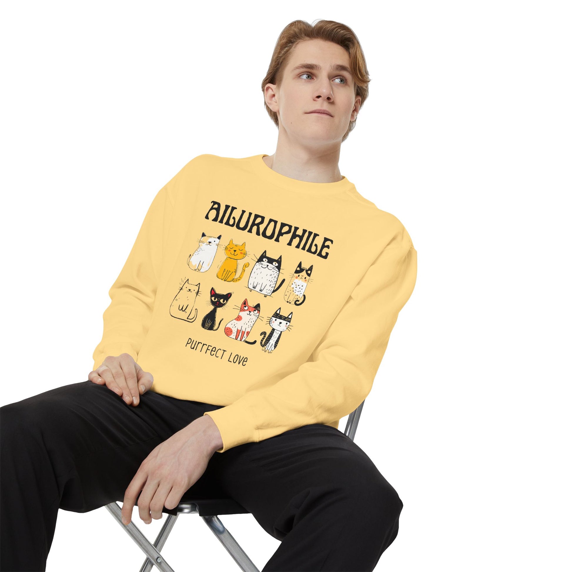 Ailurophile Comfort Colors Sweatshirt - Cozy Cat Sweatshirt, Cat Lover Gift, Unisex. - Stellar Threadz Studio