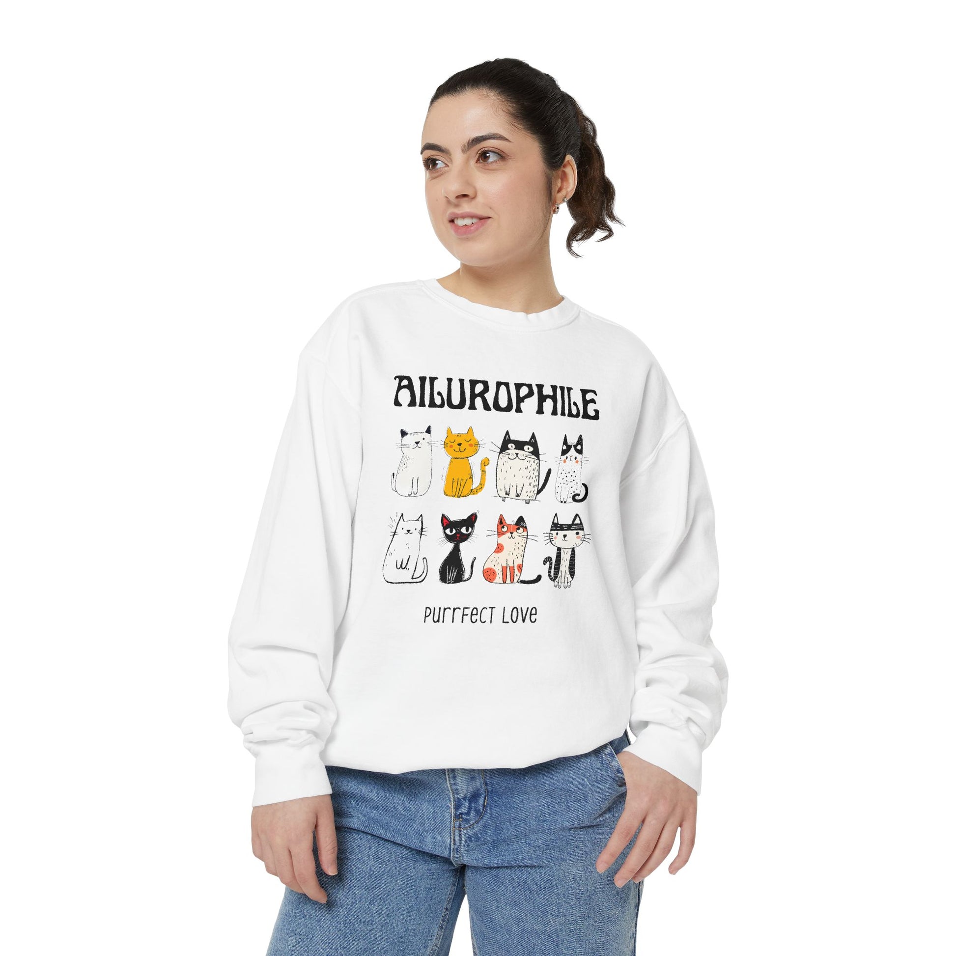 Ailurophile Comfort Colors Sweatshirt - Cozy Cat Sweatshirt, Cat Lover Gift, Unisex. - Stellar Threadz Studio