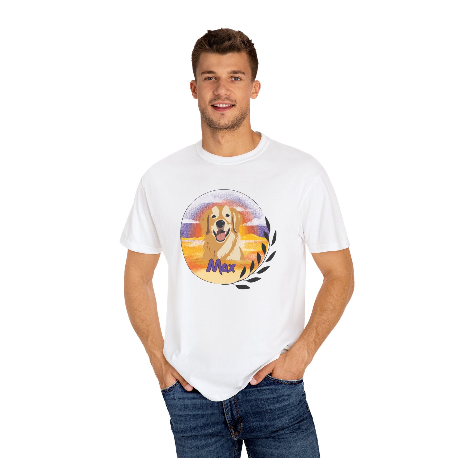Custom Pet Portrait T-Shirt, Personalized Dog Tee, Garment Dyed Shirt, Gift for Dog Lovers, Cute Animal Apparel, Comfort Colors - Stellar Threadz Studio