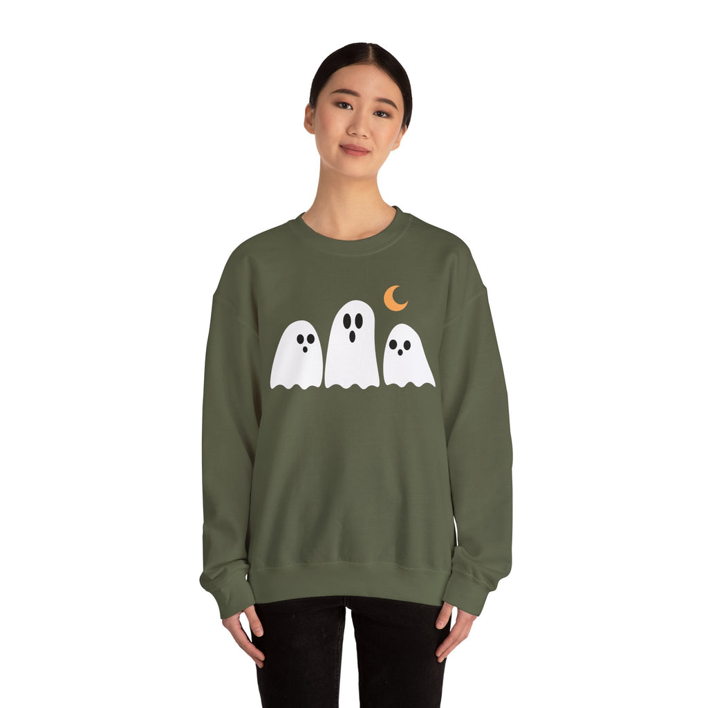 Spooky Ghosts Crewneck Sweatshirt, Cute Halloween Unisex Pullover - Stellar Threadz Studio