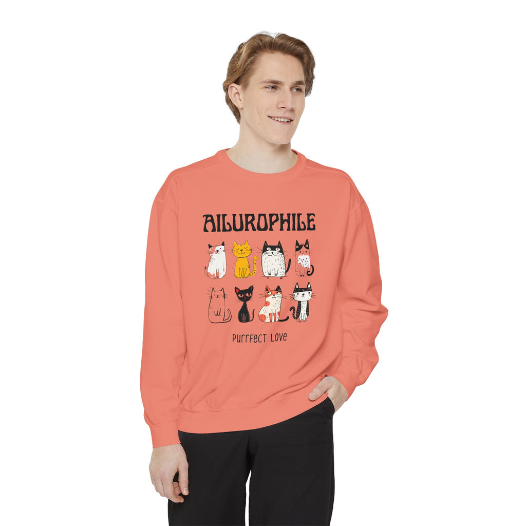 Ailurophile Comfort Colors Sweatshirt - Cozy Cat Sweatshirt, Cat Lover Gift, Unisex. - Stellar Threadz Studio