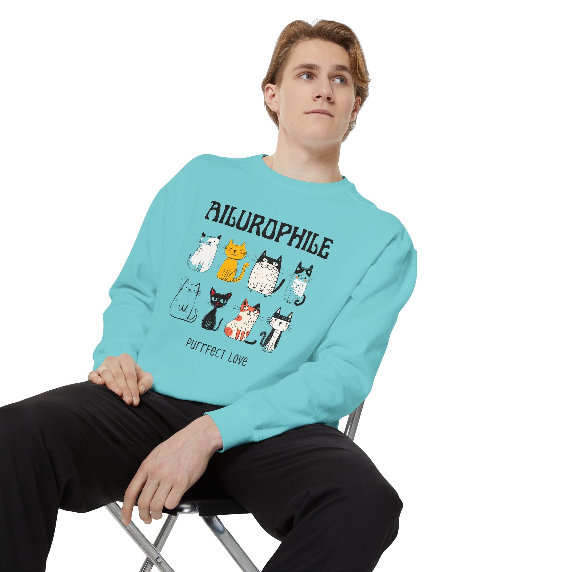 Ailurophile Comfort Colors Sweatshirt - Cozy Cat Sweatshirt, Cat Lover Gift, Unisex. - Stellar Threadz Studio