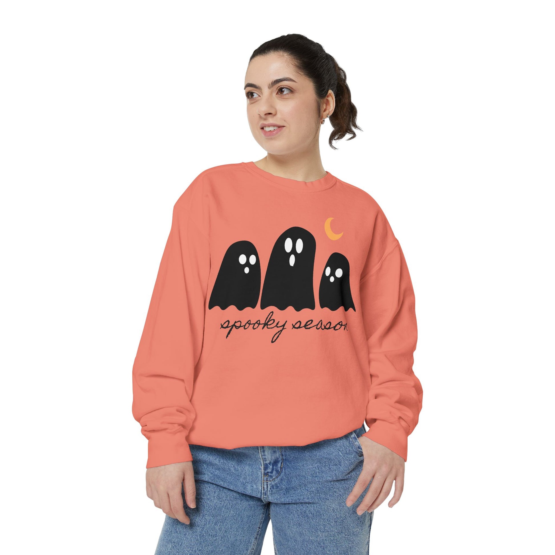 Spooky Season Sweatshirt - Comfort Colors Fall Apparel, Halloween Gift, Casual Layer, Unisex Decor, Ghost Theme, Comfort Colors - Stellar Threadz Studio