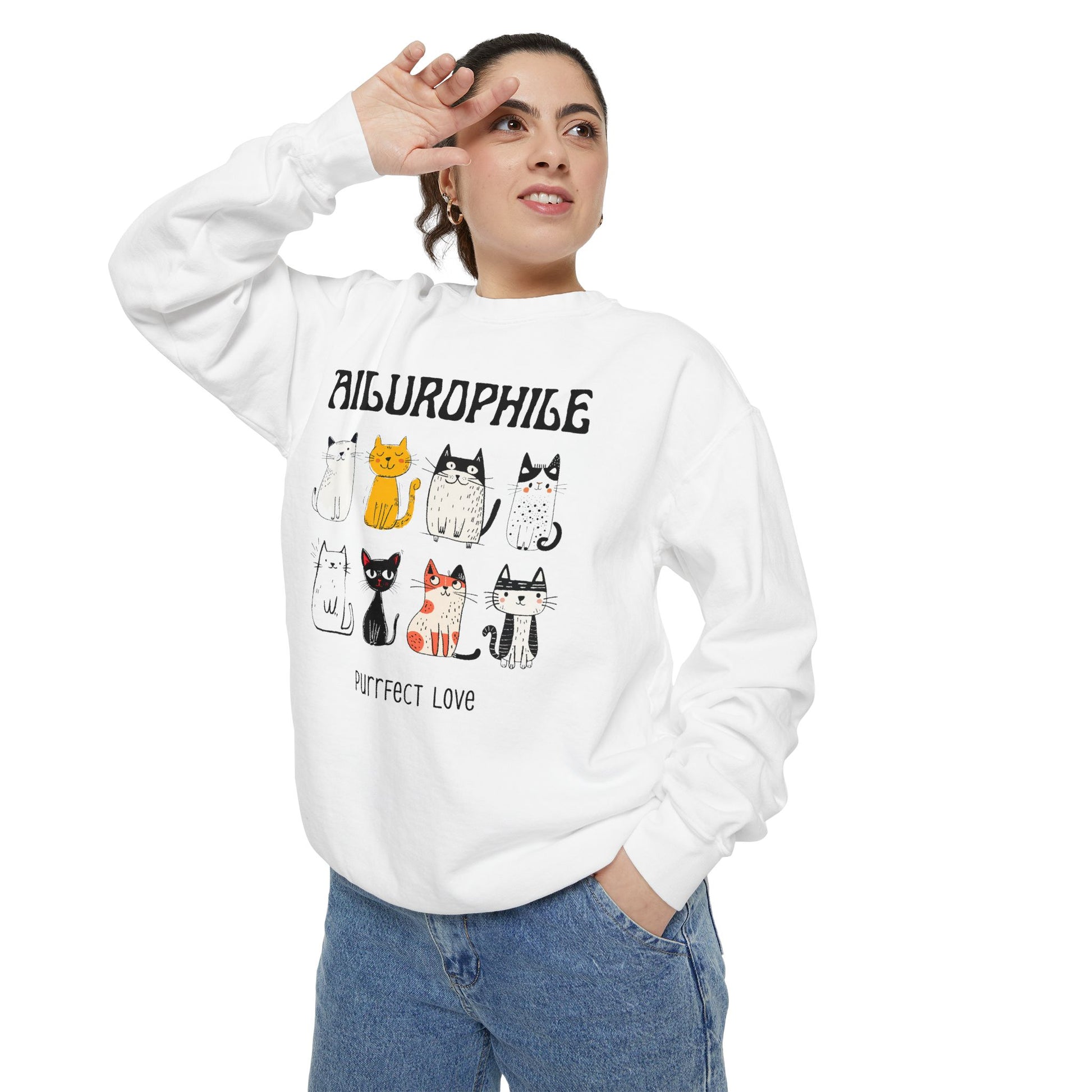 Ailurophile Comfort Colors Sweatshirt - Cozy Cat Sweatshirt, Cat Lover Gift, Unisex. - Stellar Threadz Studio