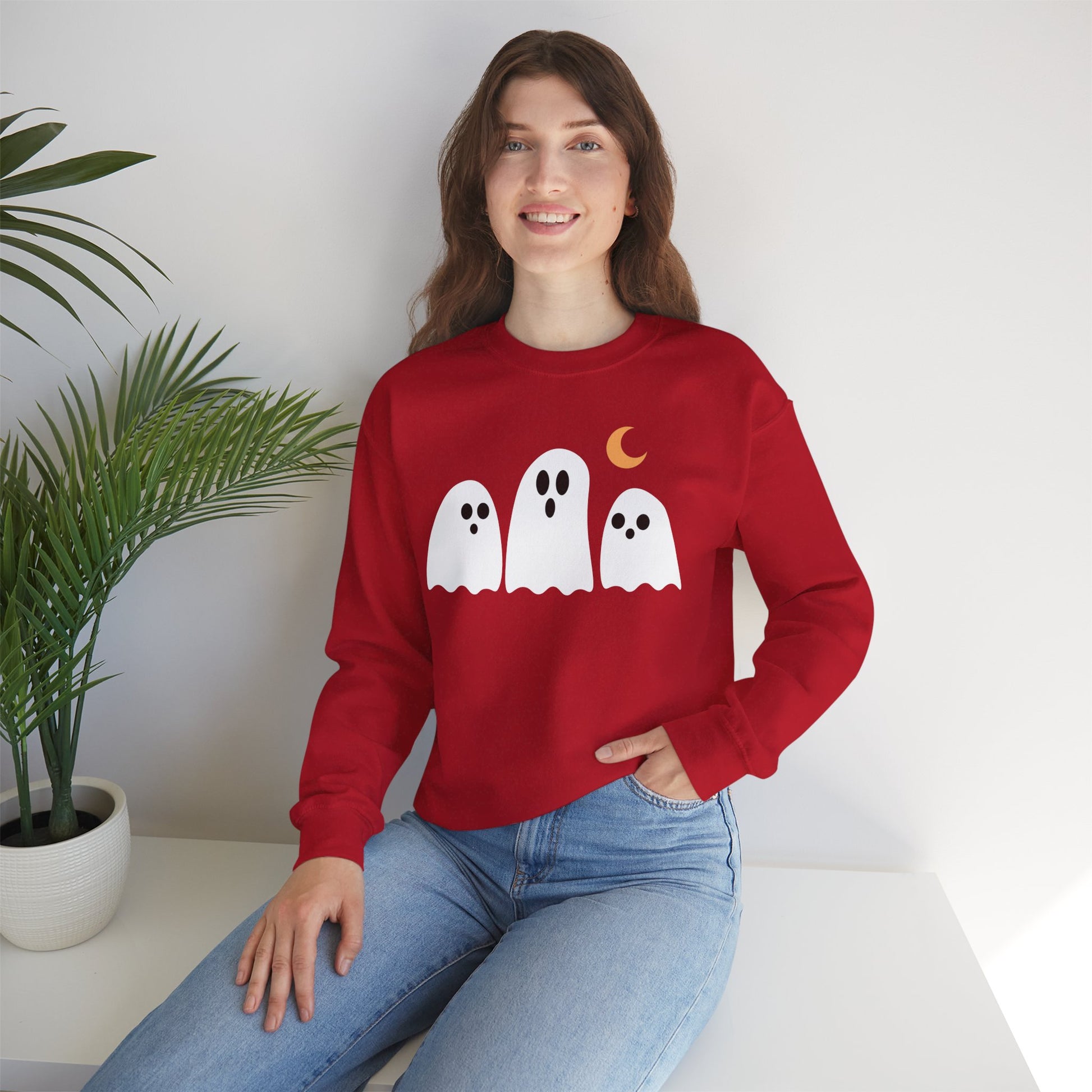 Spooky Ghosts Crewneck Sweatshirt, Cute Halloween Unisex Pullover - Stellar Threadz Studio
