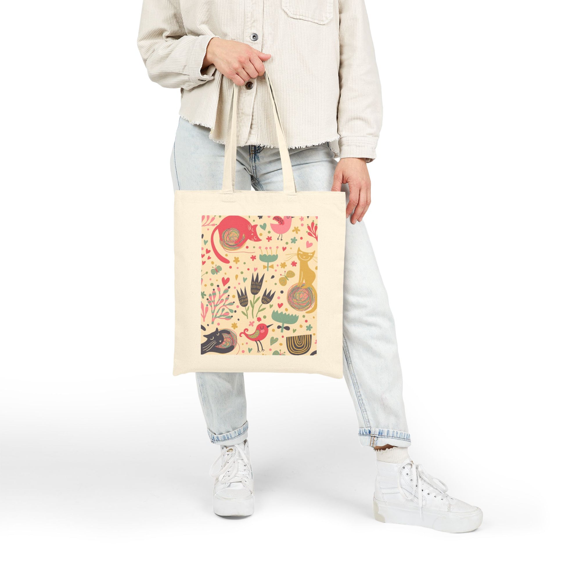 Playful Canvas Tote Bag - Eco-Friendly Animal Design - Stellar Threadz Studio