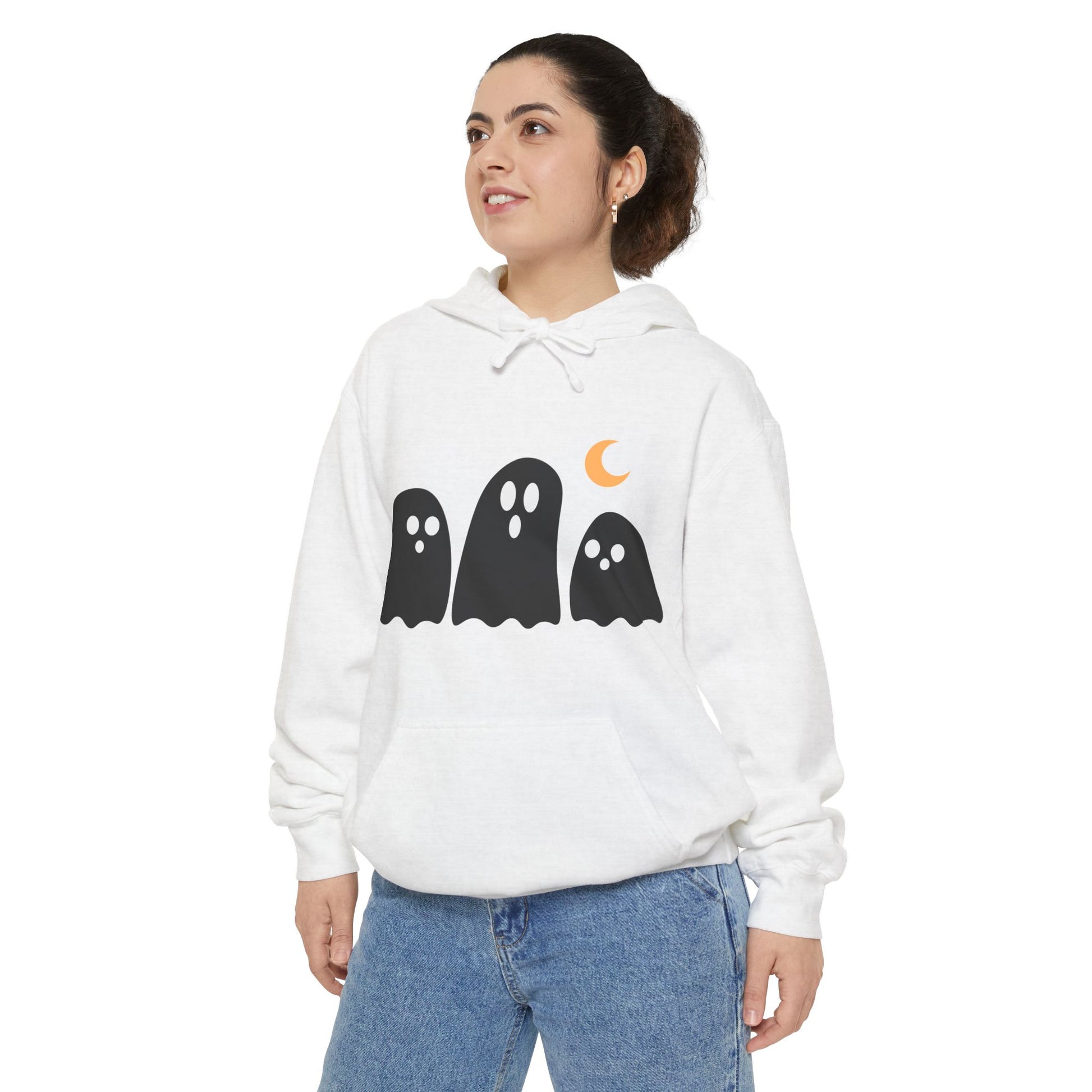 Cute Ghost Graphic Hoodie - Perfect for Halloween, Cozy Layer, Unisex Sweatshirt, Gift for Ghost Lovers, Fall Fashion, Comfort Colors - Stellar Threadz Studio