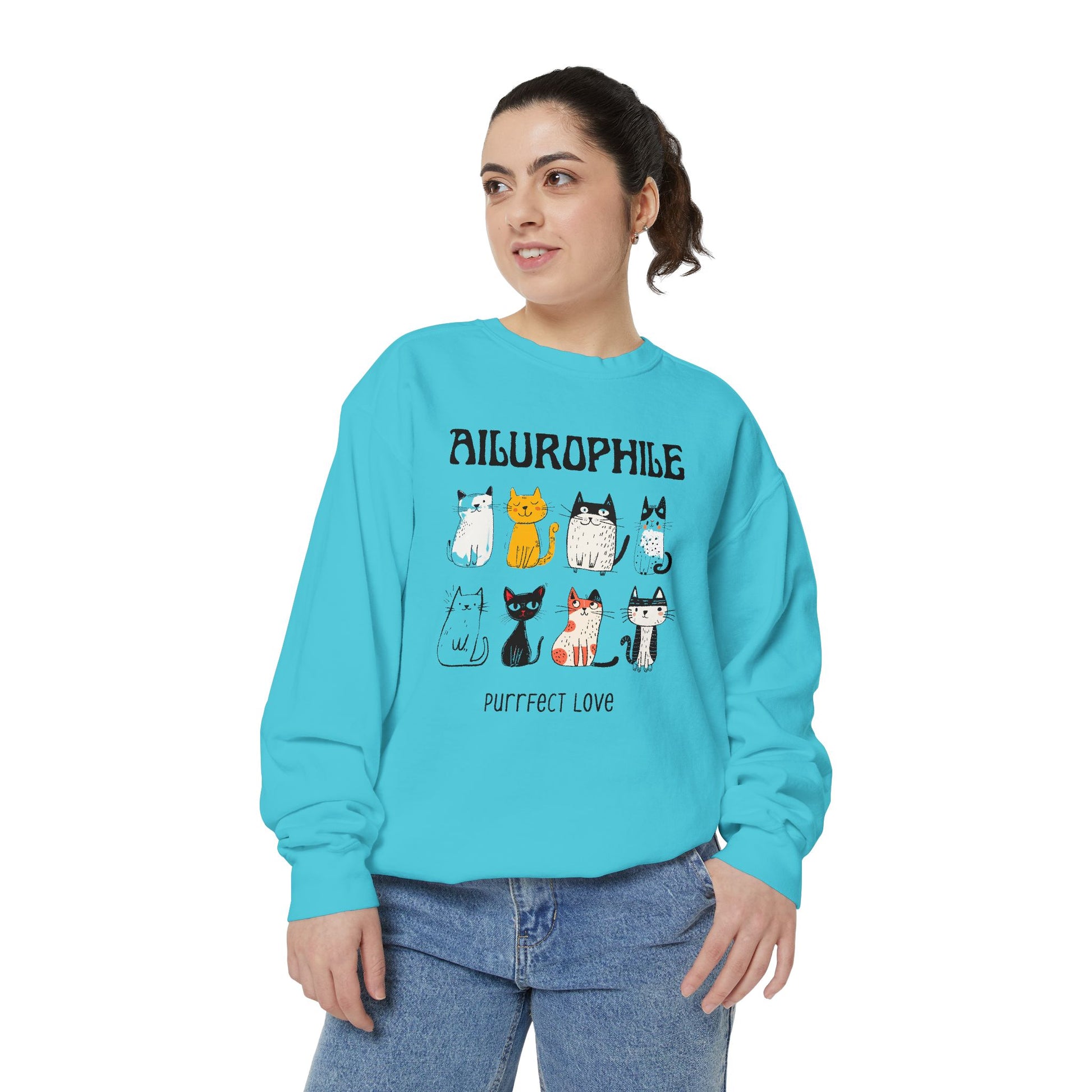 Ailurophile Comfort Colors Sweatshirt - Cozy Cat Sweatshirt, Cat Lover Gift, Unisex. - Stellar Threadz Studio