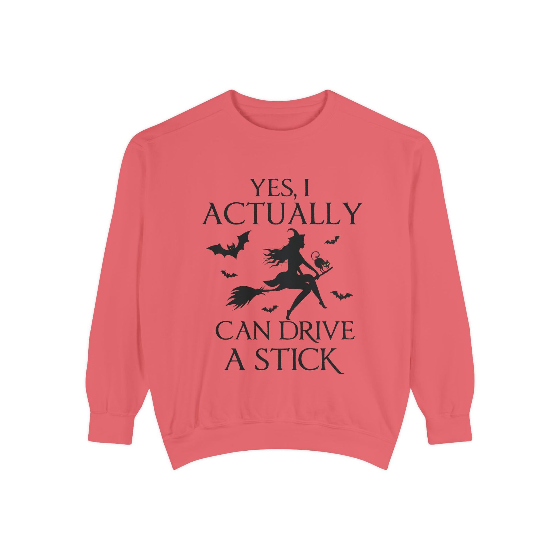 Funny Halloween Sweatshirt – ‘Drive a Stick’ Witch Quote | Premium Comfort Colors Crewneck - Stellar Threadz Studio