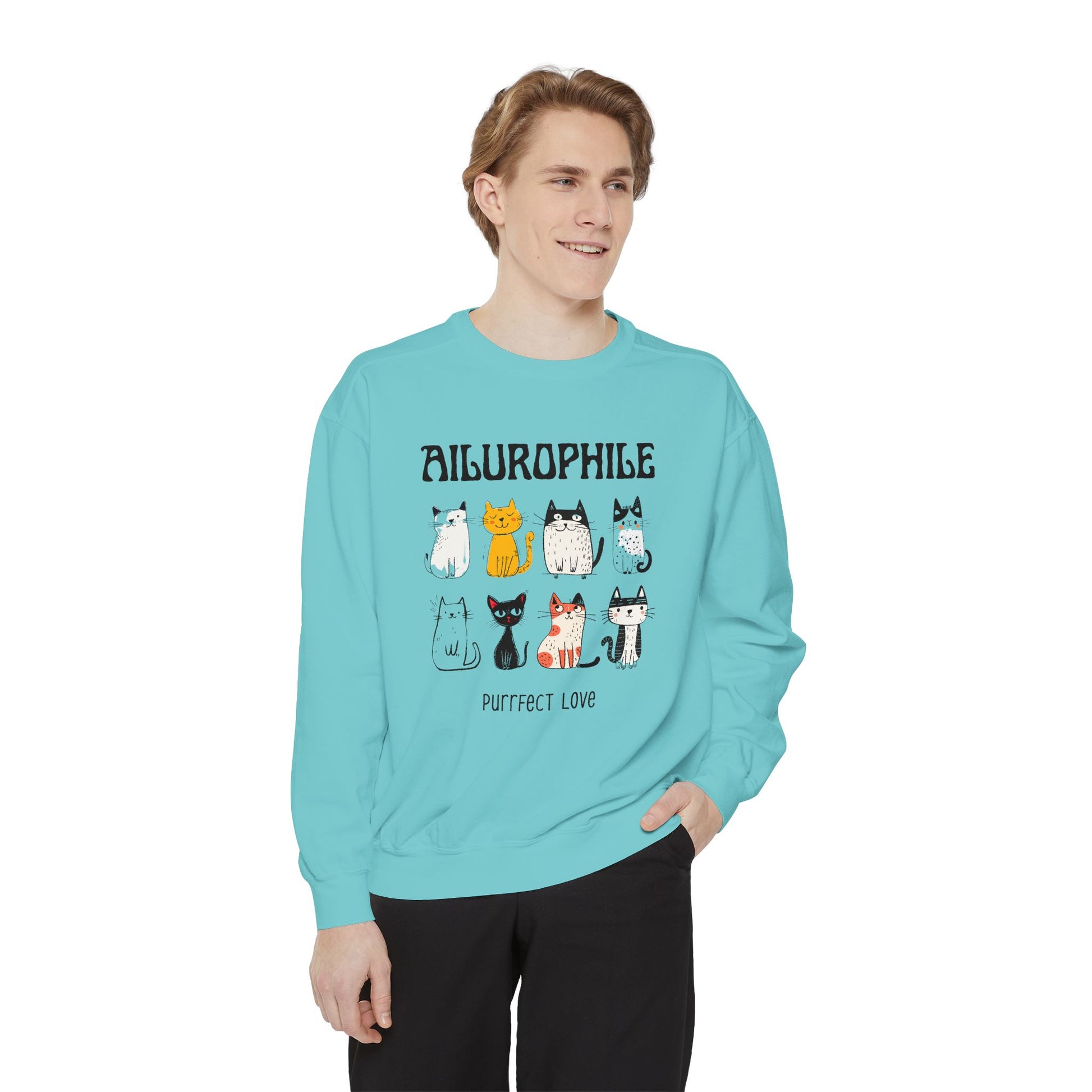 Ailurophile Comfort Colors Sweatshirt - Cozy Cat Sweatshirt, Cat Lover Gift, Unisex. - Stellar Threadz Studio