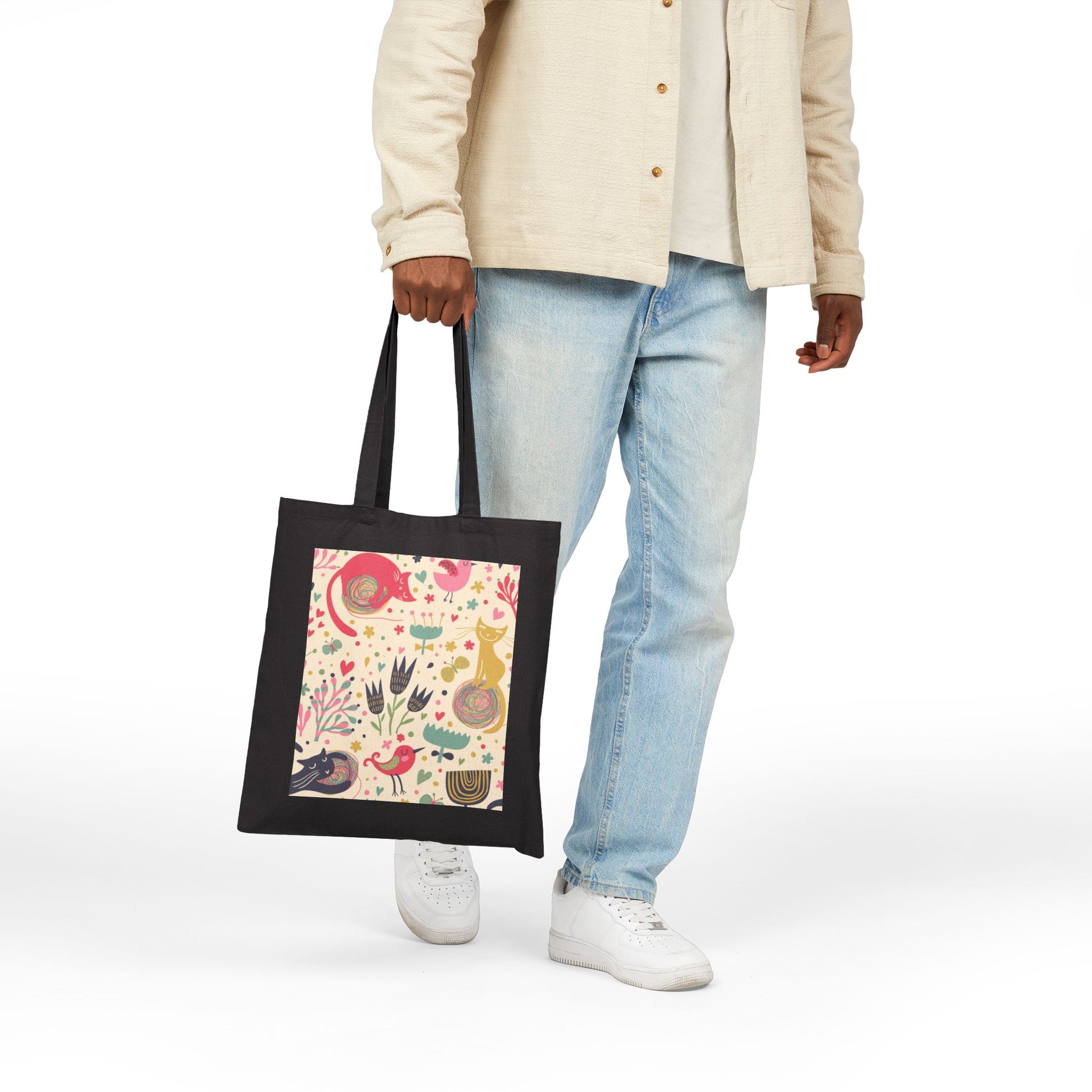 Playful Canvas Tote Bag - Eco-Friendly Animal Design - Stellar Threadz Studio