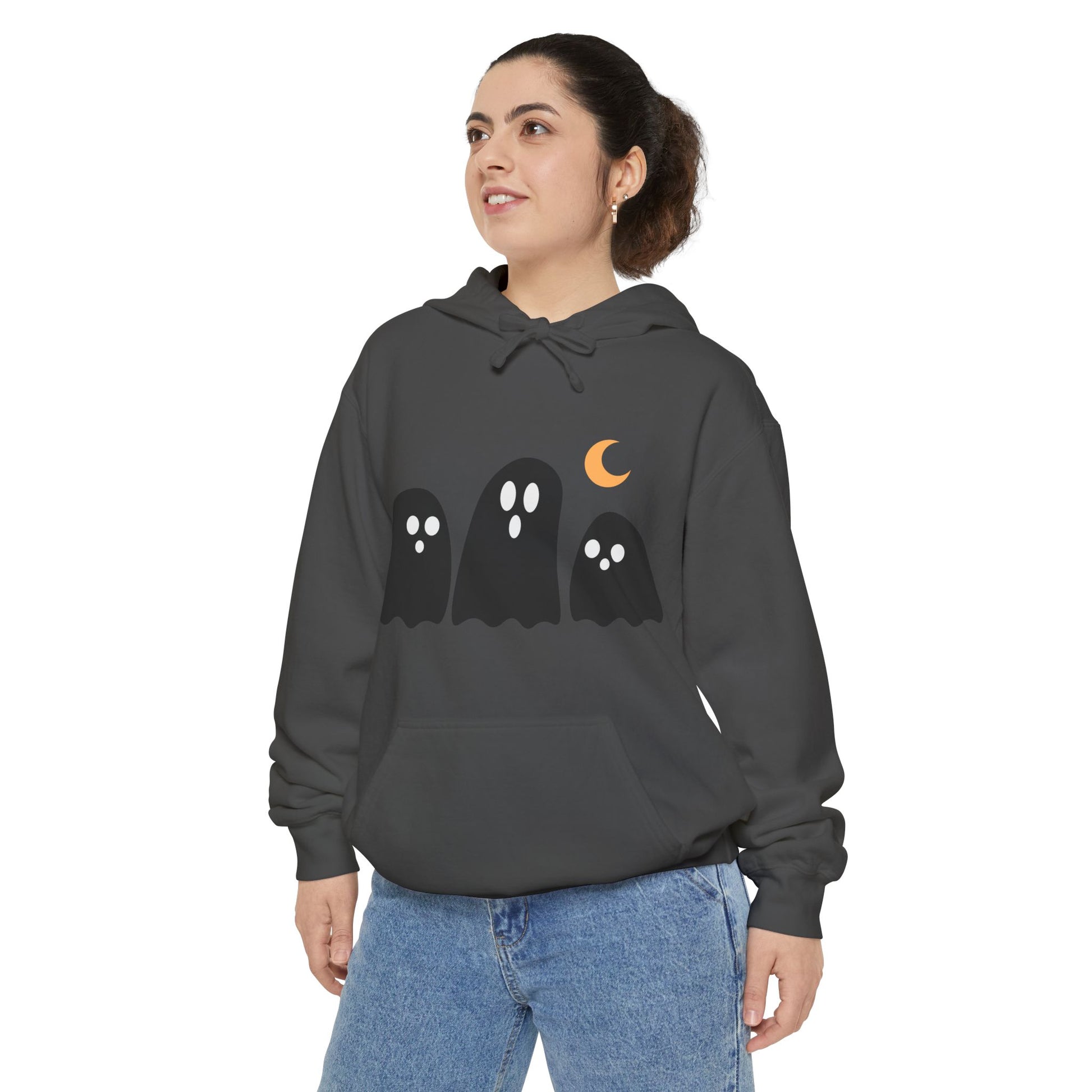 Cute Ghost Graphic Hoodie - Perfect for Halloween, Cozy Layer, Unisex Sweatshirt, Gift for Ghost Lovers, Fall Fashion, Comfort Colors - Stellar Threadz Studio