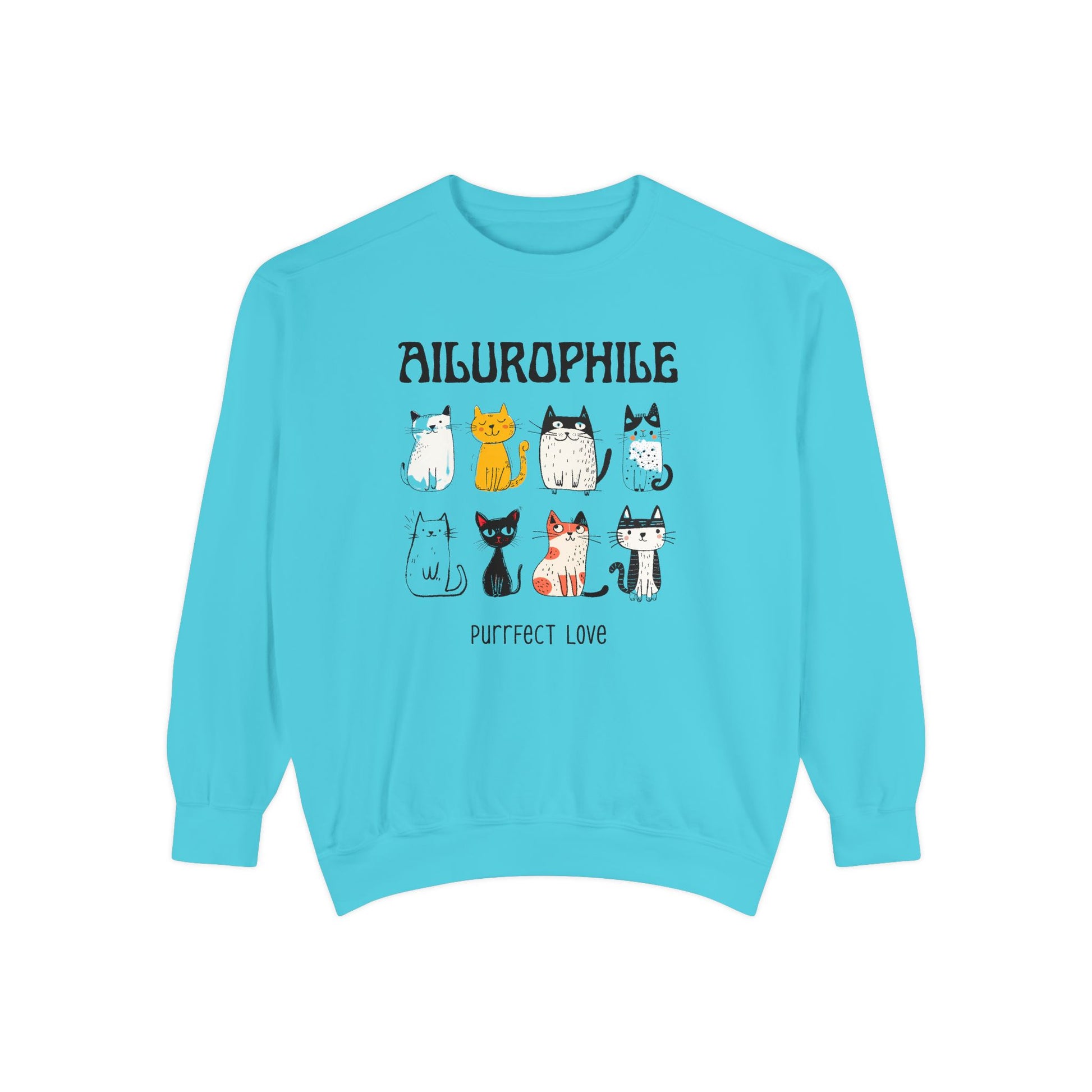 Ailurophile Comfort Colors Sweatshirt - Cozy Cat Sweatshirt, Cat Lover Gift, Unisex. - Stellar Threadz Studio