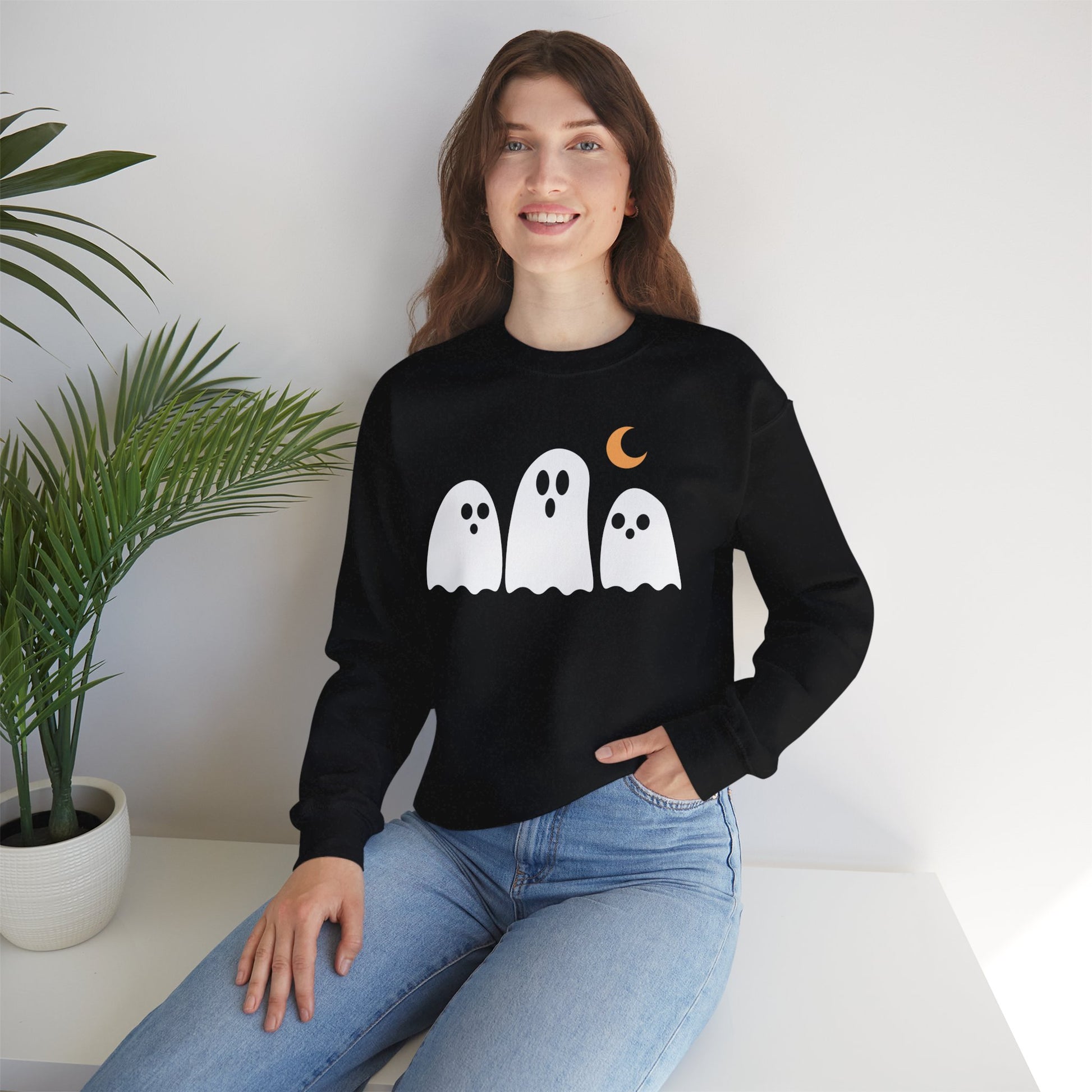 Spooky Ghosts Crewneck Sweatshirt, Cute Halloween Unisex Pullover - Stellar Threadz Studio