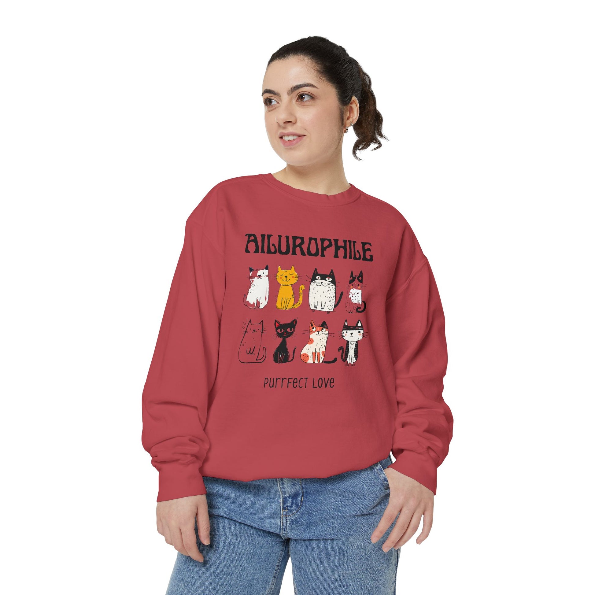 Ailurophile Comfort Colors Sweatshirt - Cozy Cat Sweatshirt, Cat Lover Gift, Unisex. - Stellar Threadz Studio