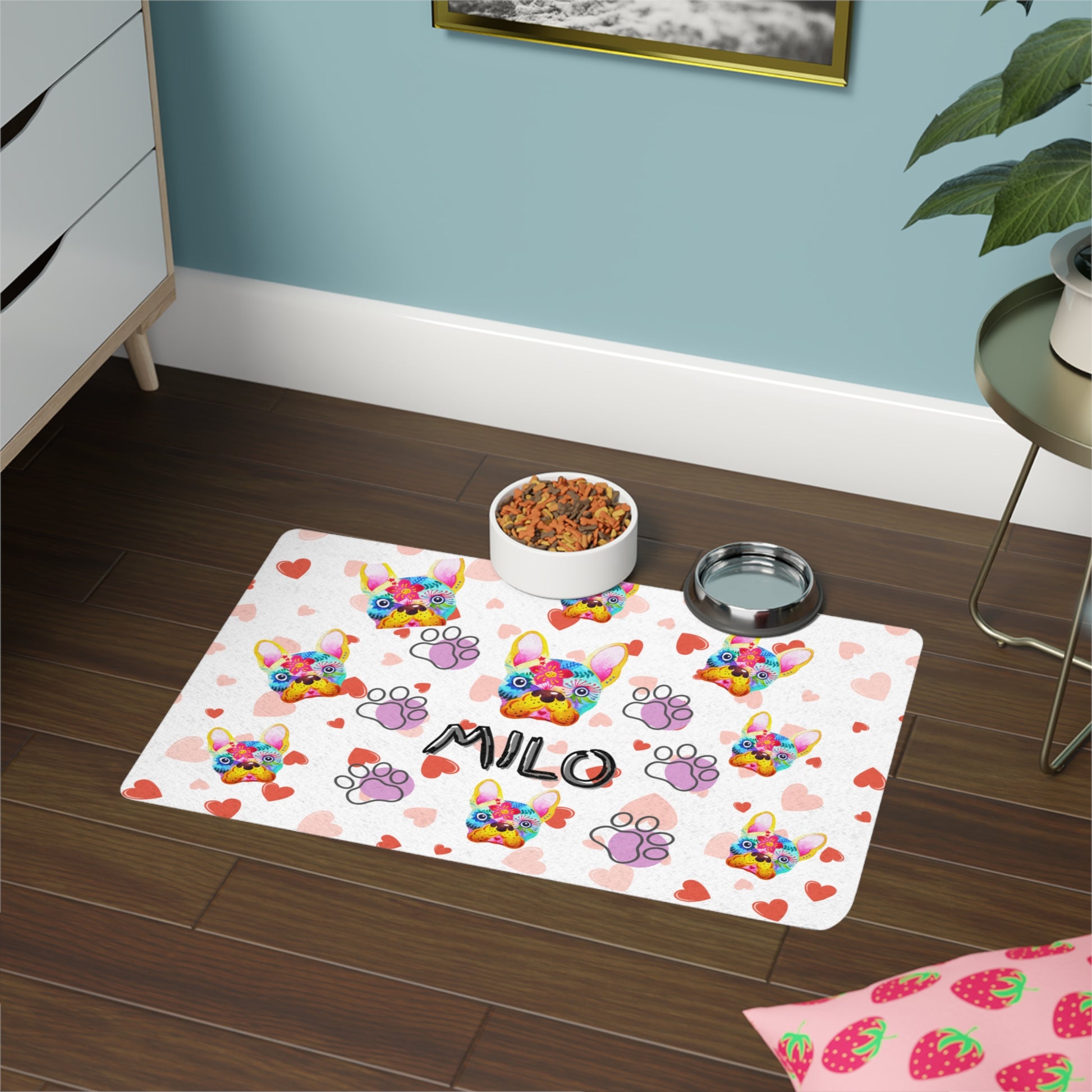 Custom Pet Food Mat - Personalized Dog & Cat Feeding Placemat - Stellar Threadz Studio