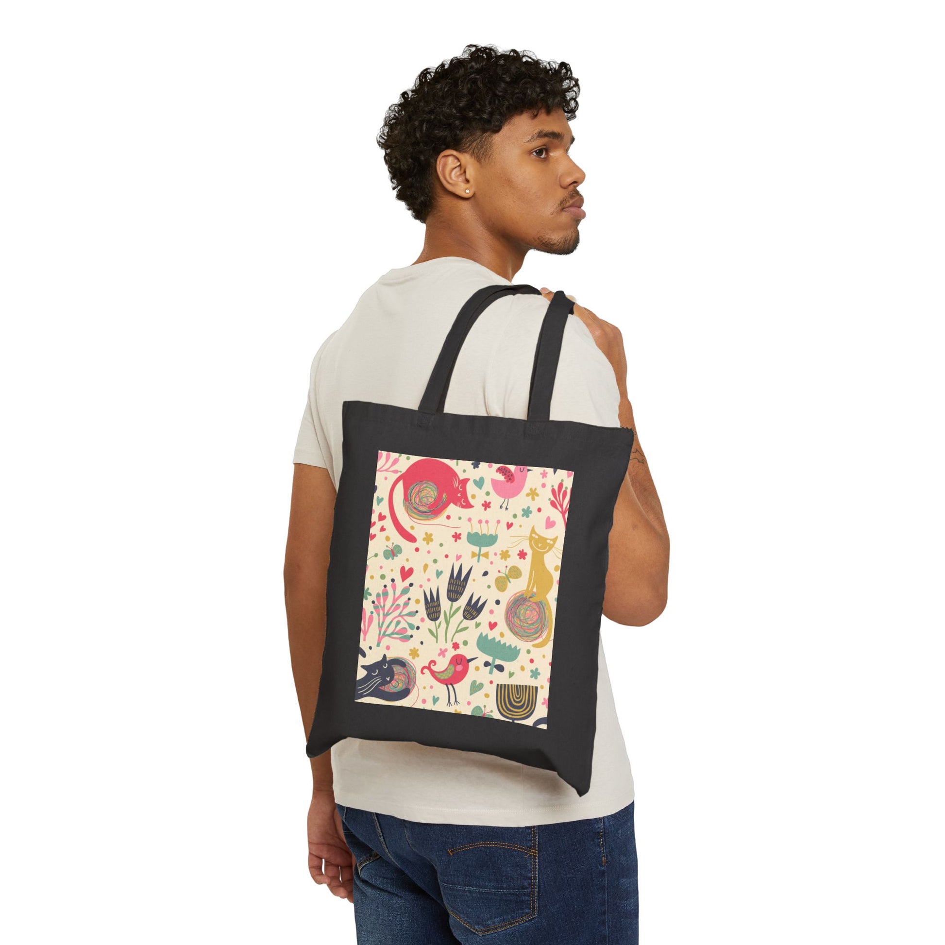 Playful Canvas Tote Bag - Eco-Friendly Animal Design - Stellar Threadz Studio