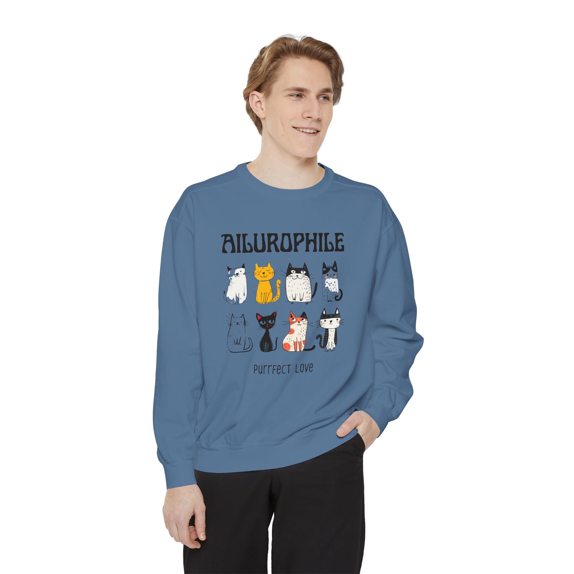 Ailurophile Comfort Colors Sweatshirt - Cozy Cat Sweatshirt, Cat Lover Gift, Unisex. - Stellar Threadz Studio
