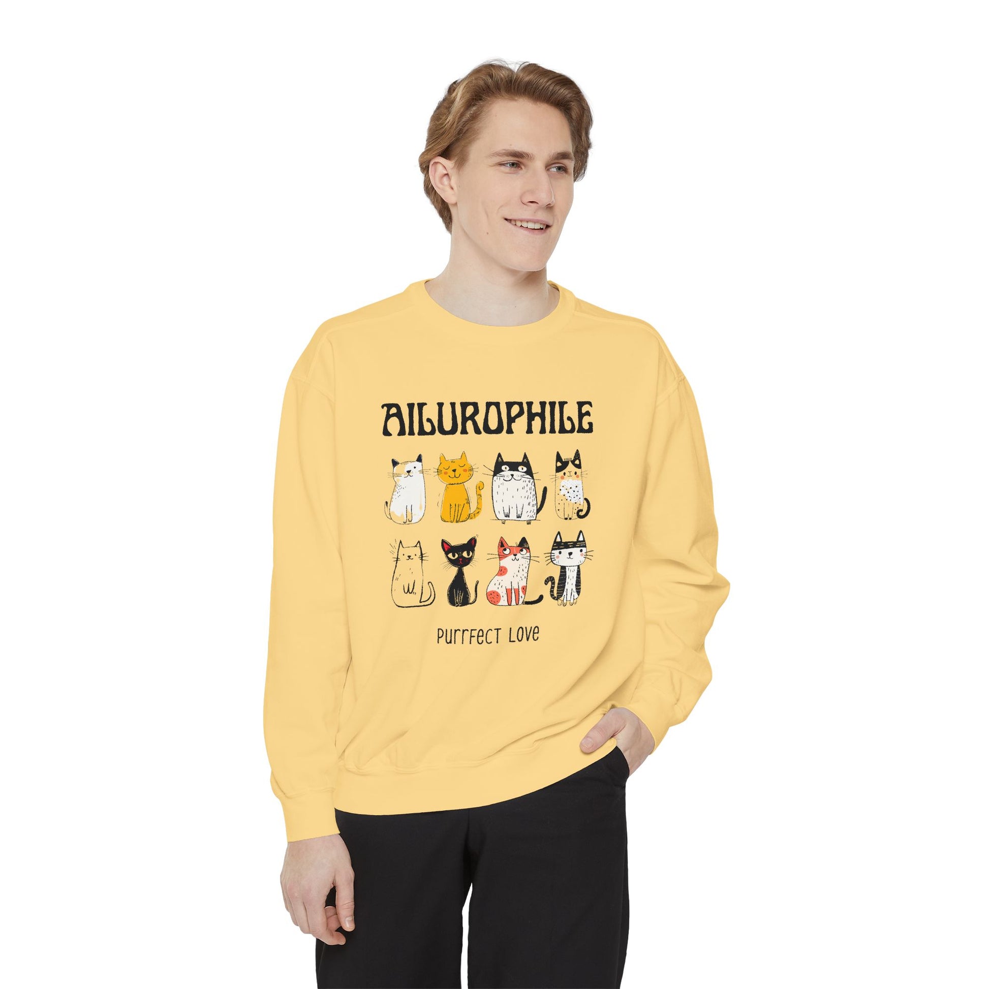 Ailurophile Comfort Colors Sweatshirt - Cozy Cat Sweatshirt, Cat Lover Gift, Unisex. - Stellar Threadz Studio