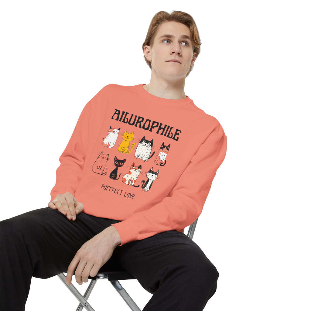 Ailurophile Comfort Colors Sweatshirt - Cozy Cat Sweatshirt, Cat Lover Gift, Unisex. - Stellar Threadz Studio