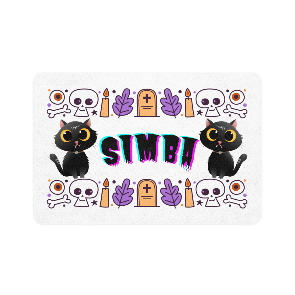 Halloween Pet Food Mat for Cats or Dogs, Personalized with Pet's Name and either the graphic cat or graphic dog image Placemat, Spooky Cat or Dog Decor, Customizable Pet Accessory, Fun Pet Feeding Area - Stellar Threadz Studio