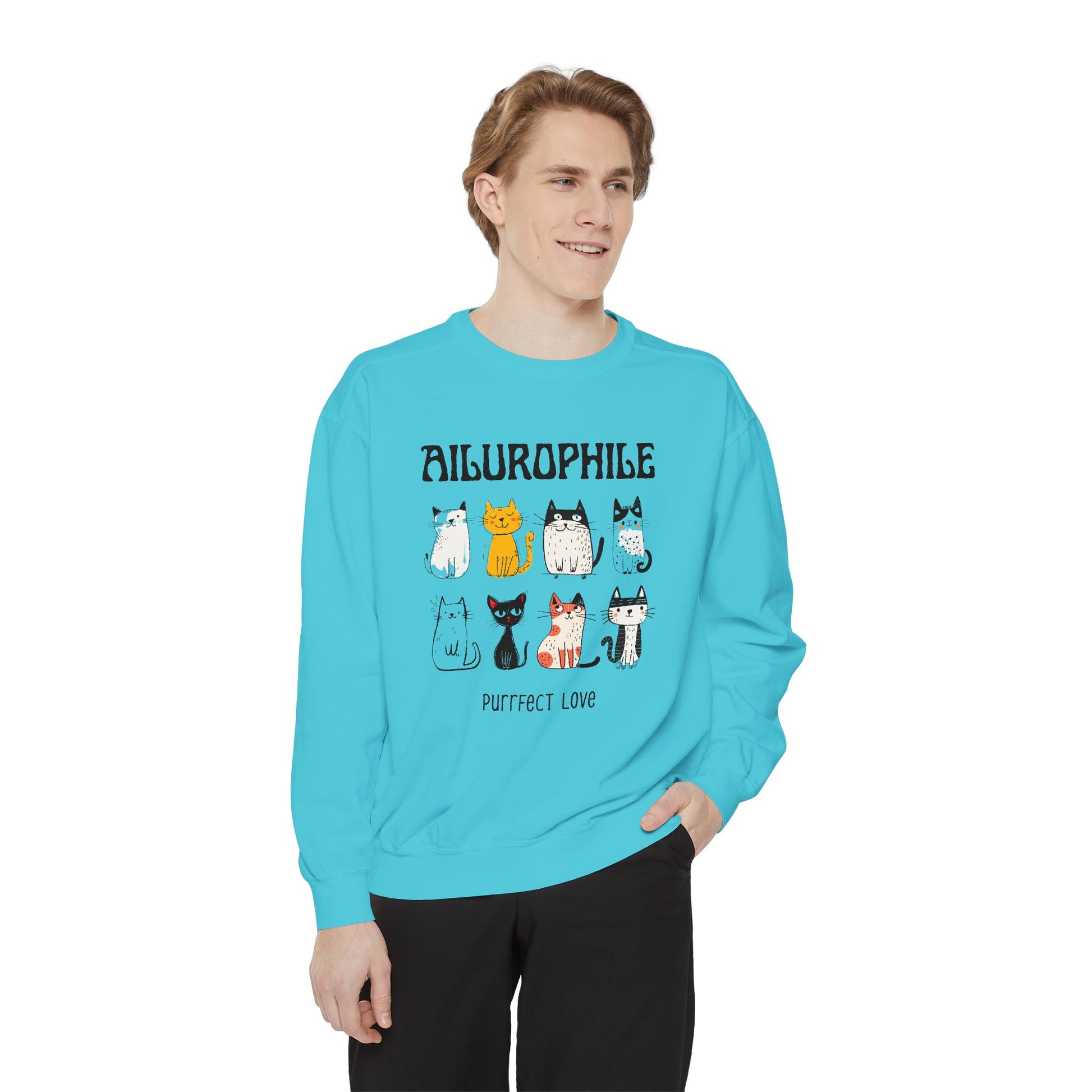 Ailurophile Comfort Colors Sweatshirt - Cozy Cat Sweatshirt, Cat Lover Gift, Unisex. - Stellar Threadz Studio