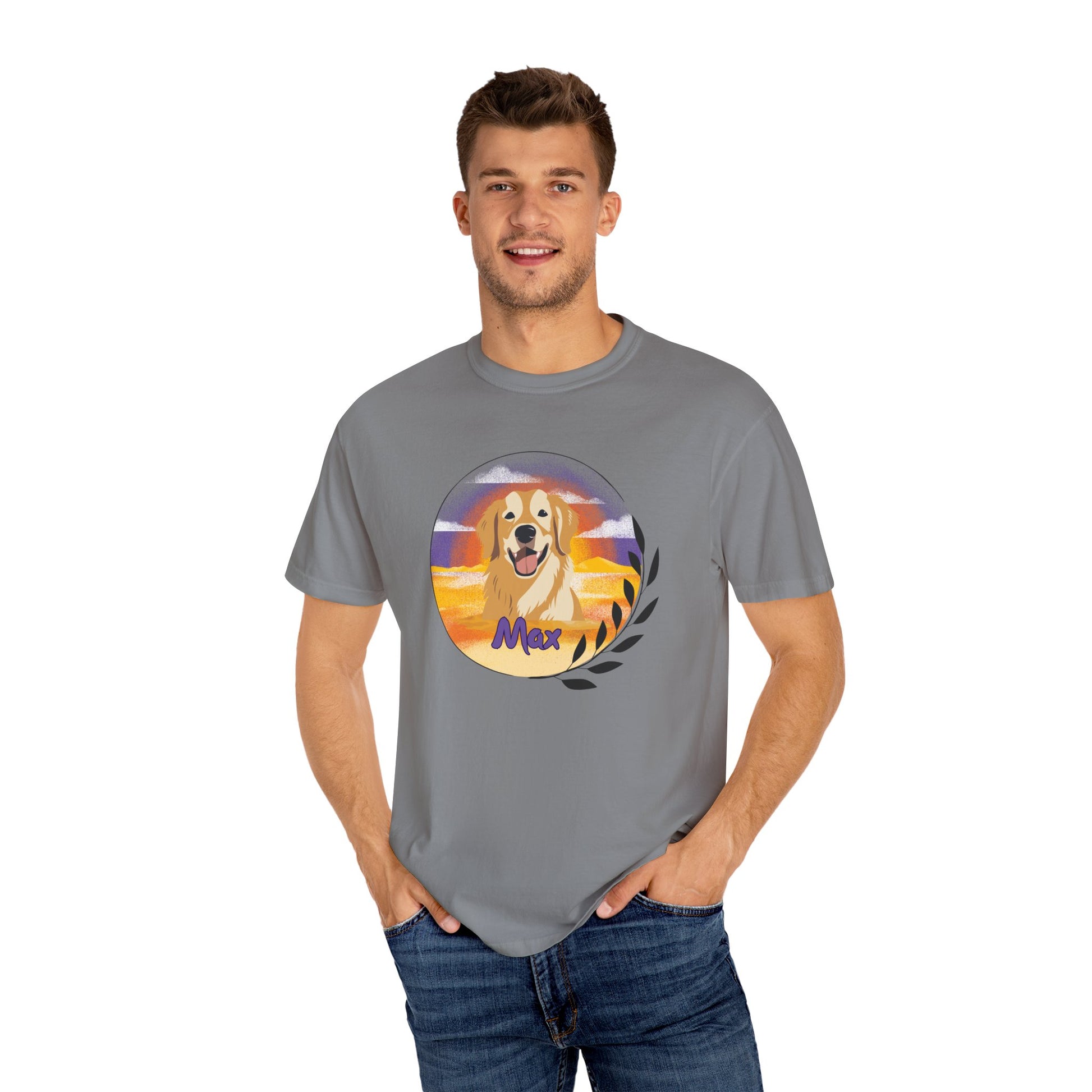 Custom Pet Portrait T-Shirt, Personalized Dog Tee, Garment Dyed Shirt, Gift for Dog Lovers, Cute Animal Apparel, Comfort Colors - Stellar Threadz Studio