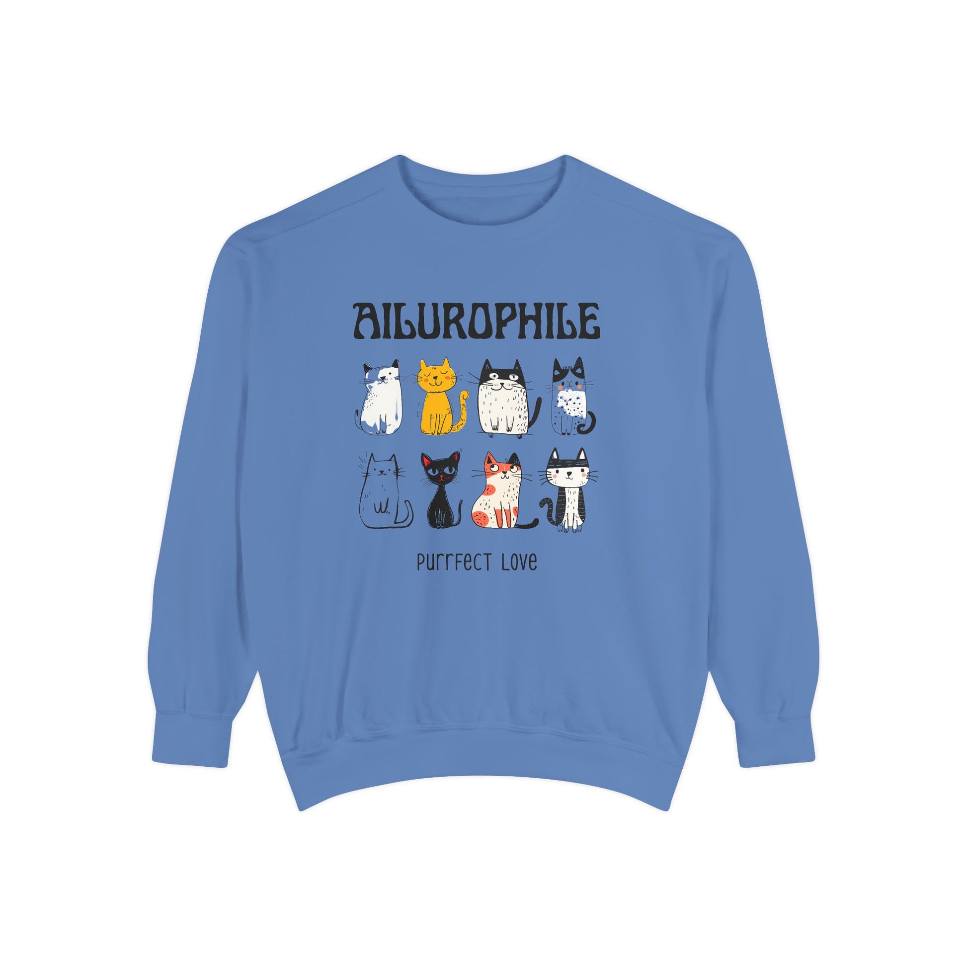 Ailurophile Comfort Colors Sweatshirt - Cozy Cat Sweatshirt, Cat Lover Gift, Unisex. - Stellar Threadz Studio