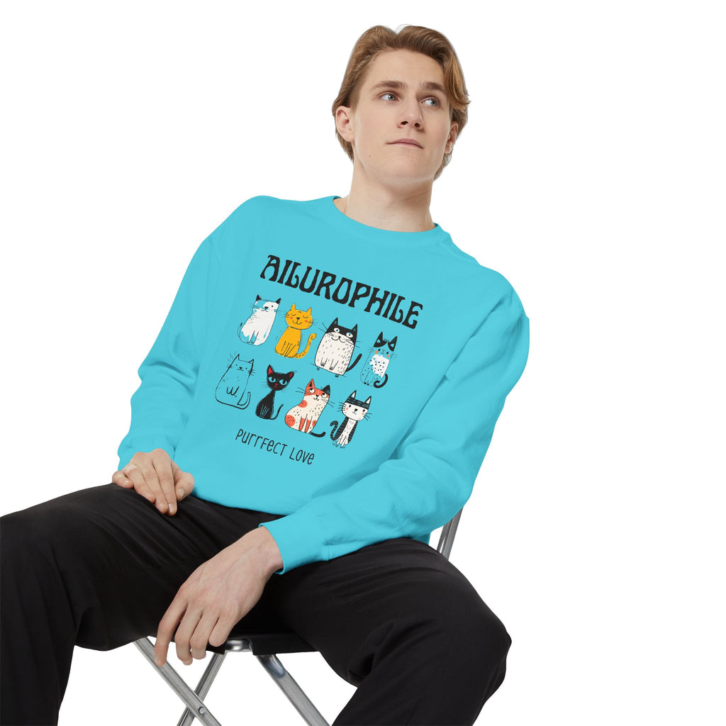 Ailurophile Comfort Colors Sweatshirt - Cozy Cat Sweatshirt, Cat Lover Gift, Unisex. - Stellar Threadz Studio