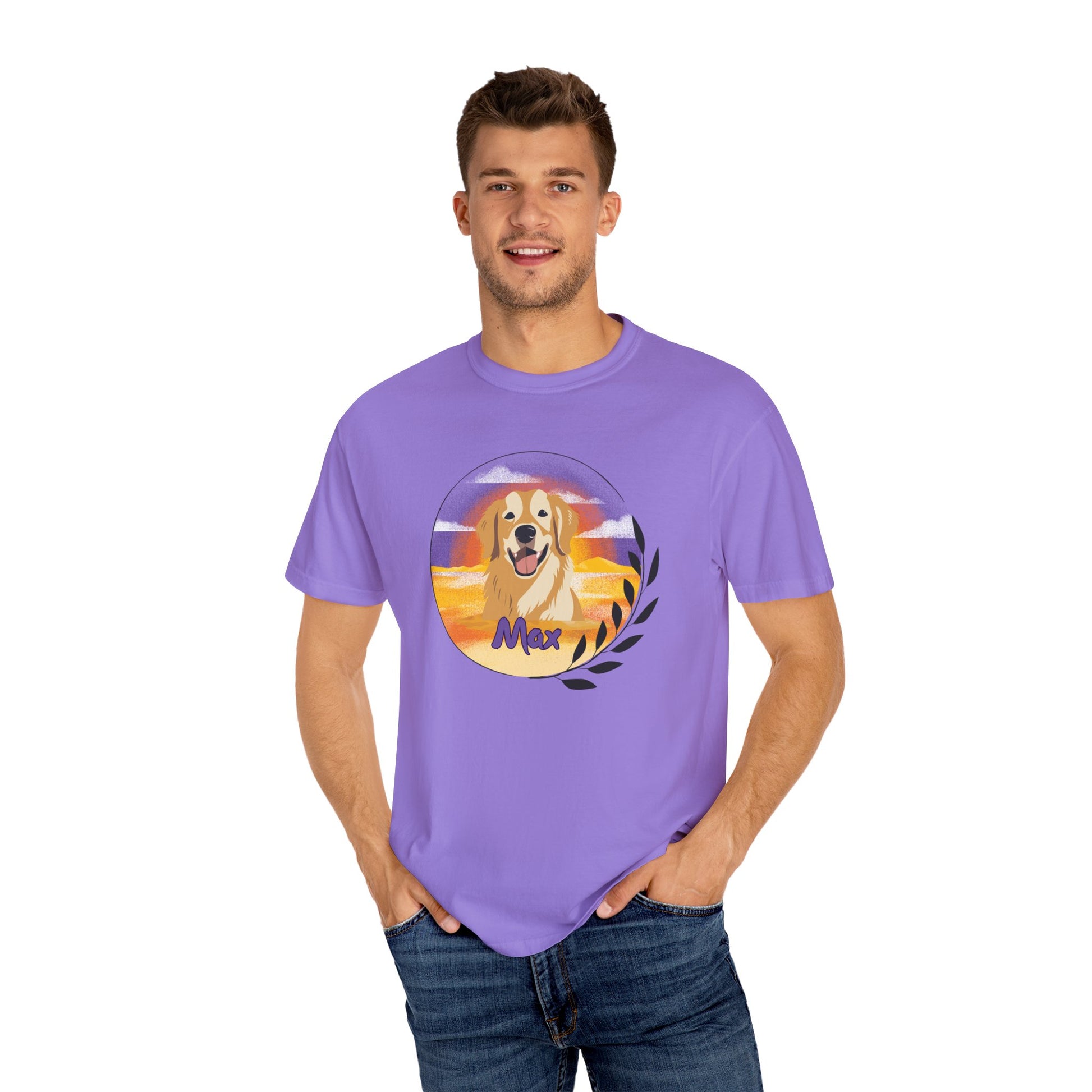 Custom Pet Portrait T-Shirt, Personalized Dog Tee, Garment Dyed Shirt, Gift for Dog Lovers, Cute Animal Apparel, Comfort Colors - Stellar Threadz Studio