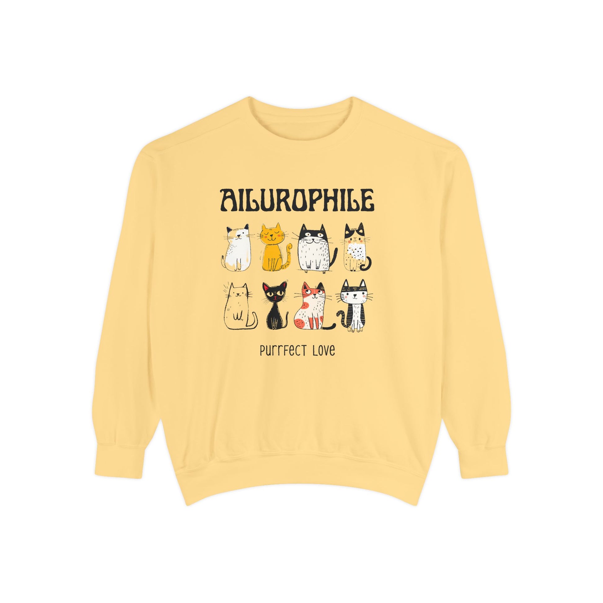 Ailurophile Comfort Colors Sweatshirt - Cozy Cat Sweatshirt, Cat Lover Gift, Unisex. - Stellar Threadz Studio