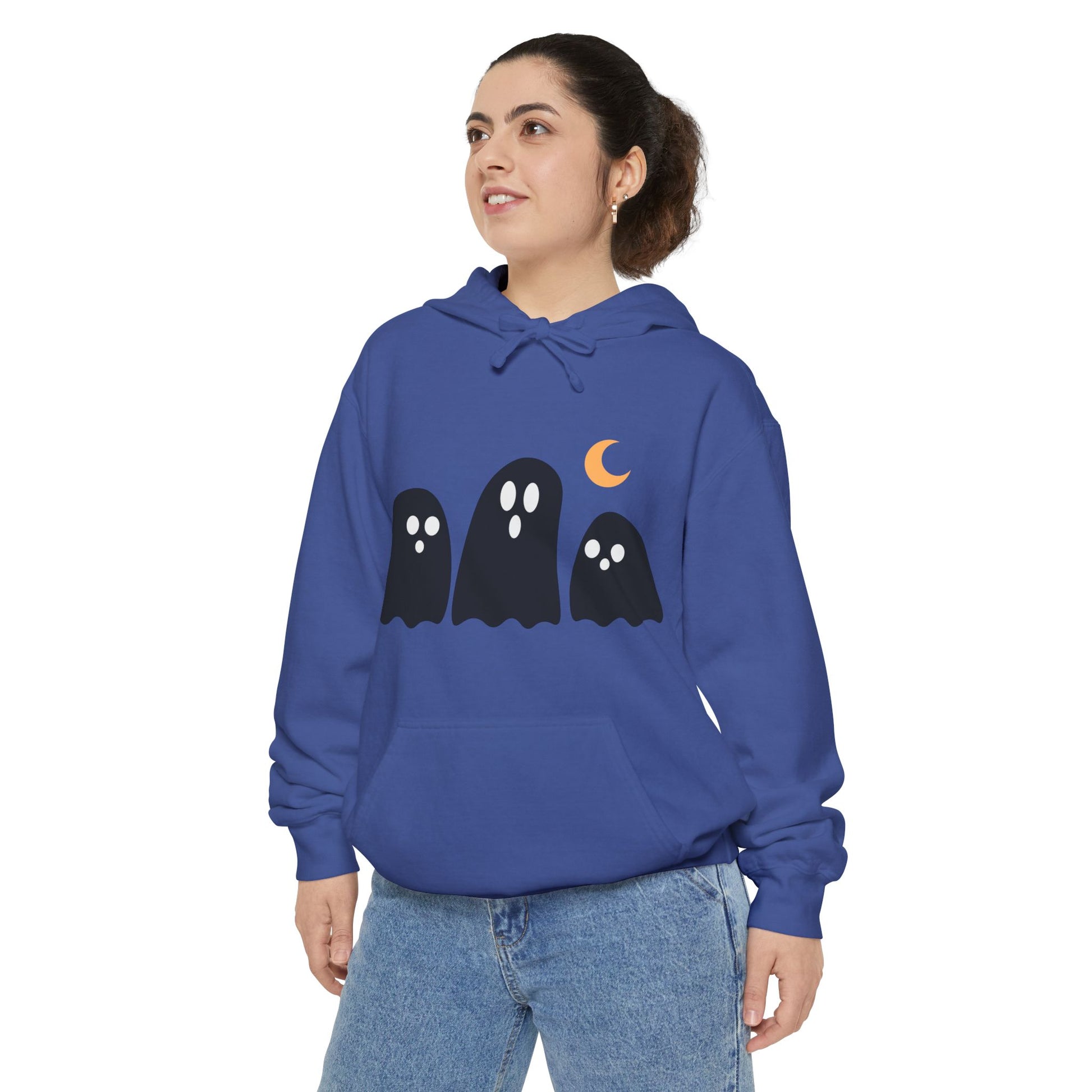 Cute Ghost Graphic Hoodie - Perfect for Halloween, Cozy Layer, Unisex Sweatshirt, Gift for Ghost Lovers, Fall Fashion, Comfort Colors - Stellar Threadz Studio