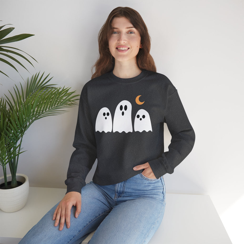 Spooky Ghosts Crewneck Sweatshirt, Cute Halloween Unisex Pullover - Stellar Threadz Studio