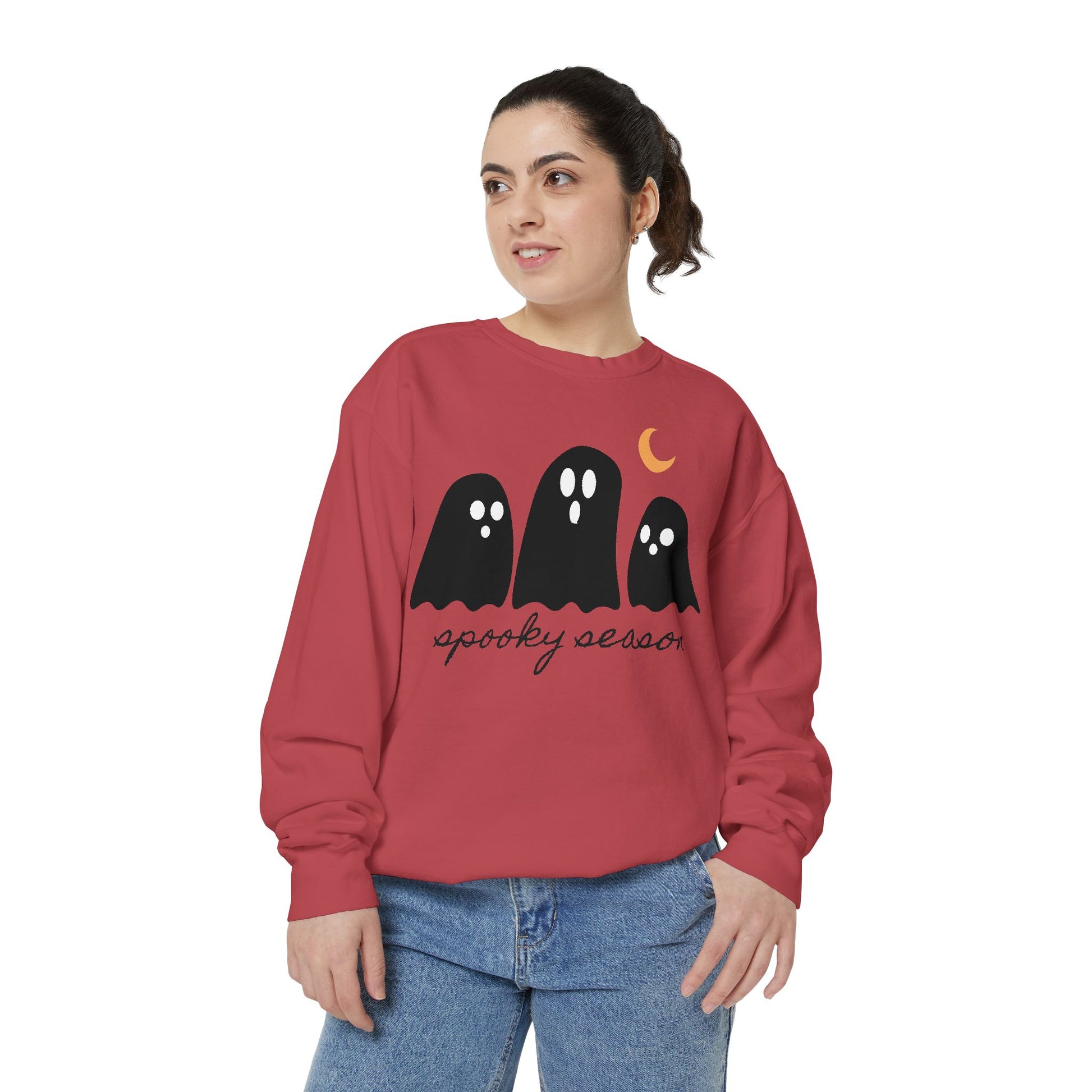 Spooky Season Sweatshirt - Comfort Colors Fall Apparel, Halloween Gift, Casual Layer, Unisex Decor, Ghost Theme, Comfort Colors - Stellar Threadz Studio