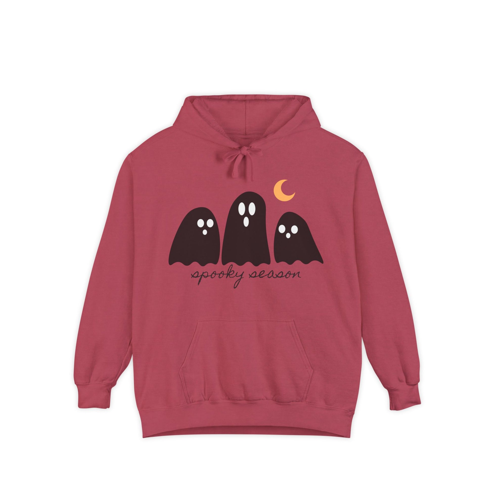 Spooky Season Garment-Dyed Hoodie for Halloween, Cozy Sweater, Unisex Hoodie, Fall Fashion, Ghost Design, Comfort Colors - Stellar Threadz Studio