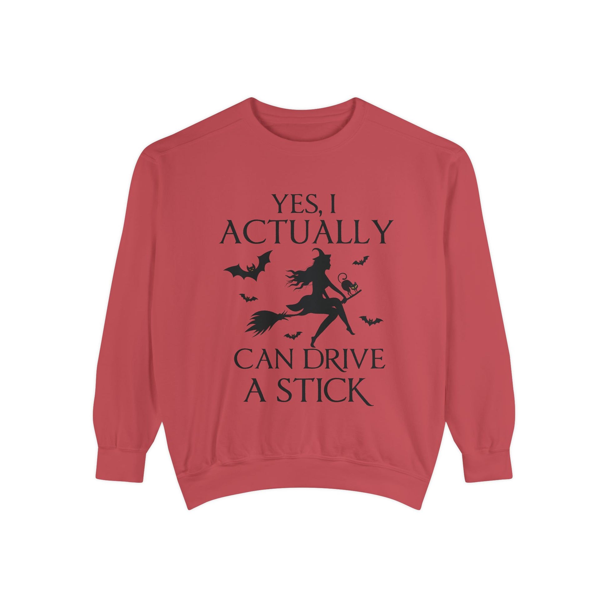 Funny Halloween Sweatshirt – ‘Drive a Stick’ Witch Quote | Premium Comfort Colors Crewneck - Stellar Threadz Studio
