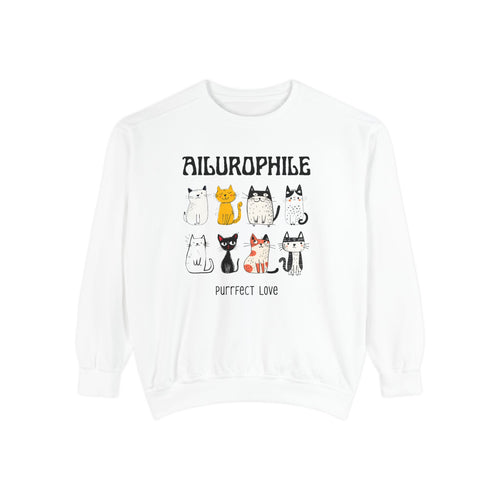 Ailurophile Comfort Colors Sweatshirt - Cozy Cat Sweatshirt, Cat Lover Gift, Unisex. - Stellar Threadz Studio