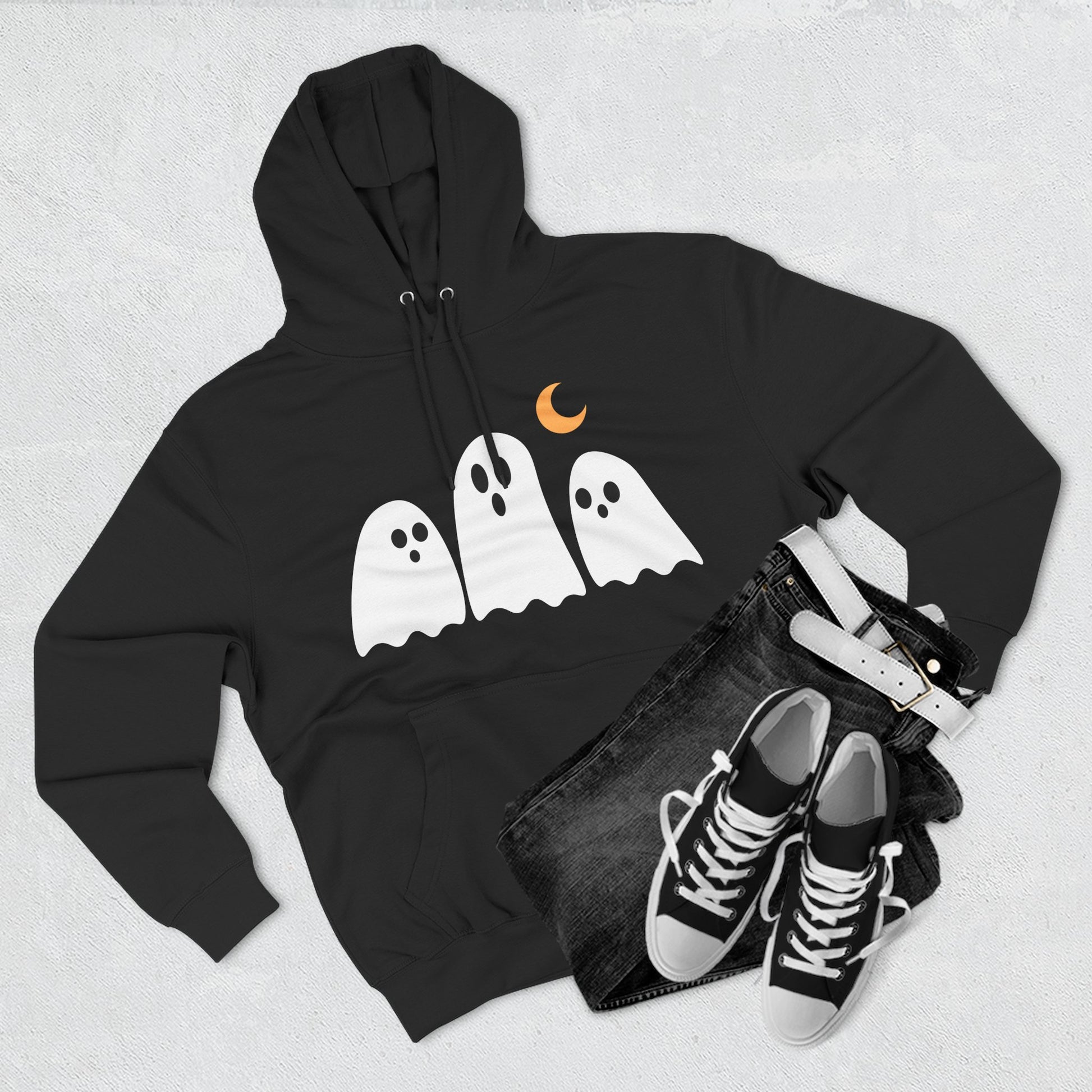 Cozy Fleece Hoodie, Cute Halloween Ghost Sweatshirt, Soft Casual Wear, Fall Outfit, Gift for Friends - Stellar Threadz Studio