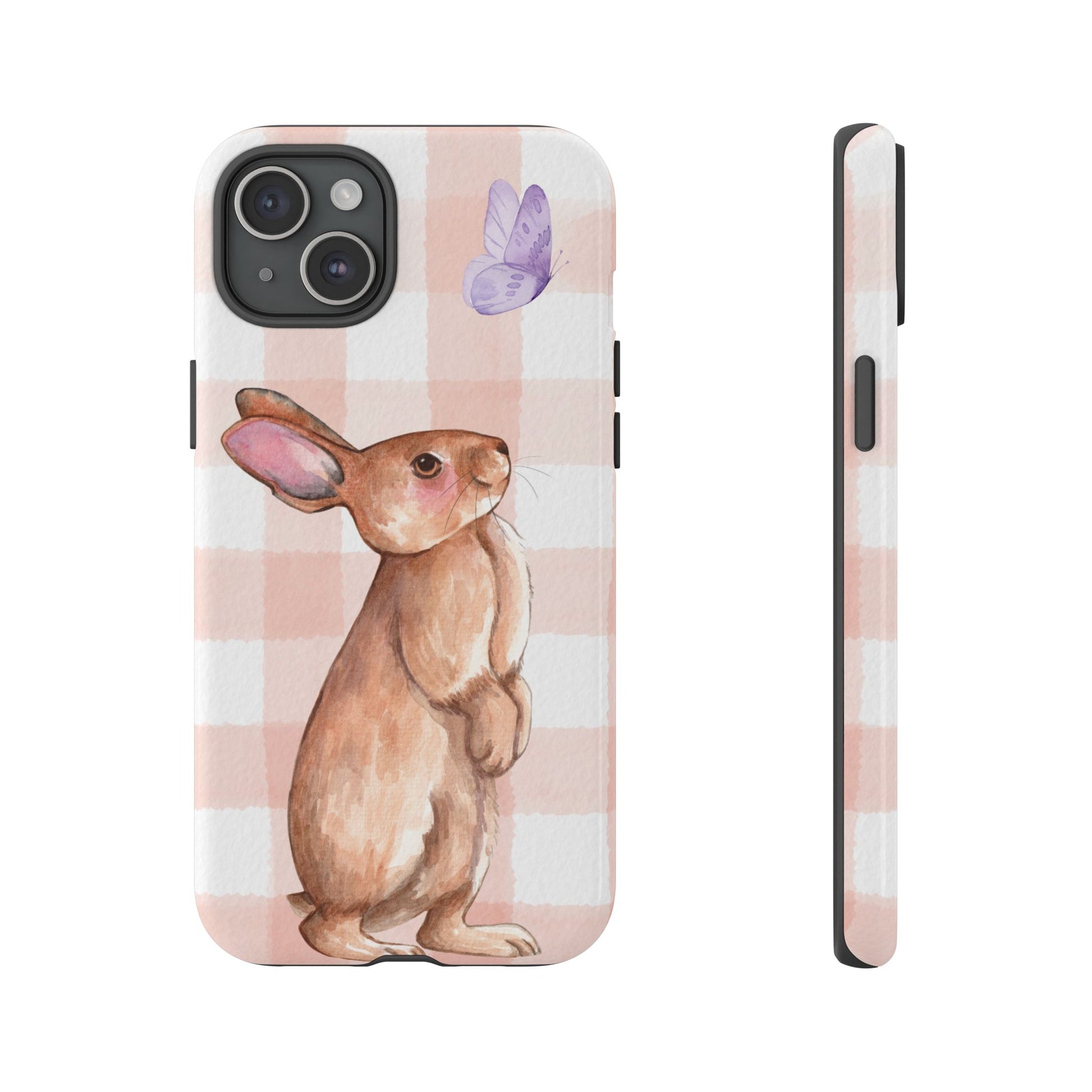 Cute Bunny Rabbit Phone Case, Tough Cases, Bunny Artwork, Springtime Gift, Floral Design, Phone Accessories, Nature Lover's Style - Stellar Threadz Studio