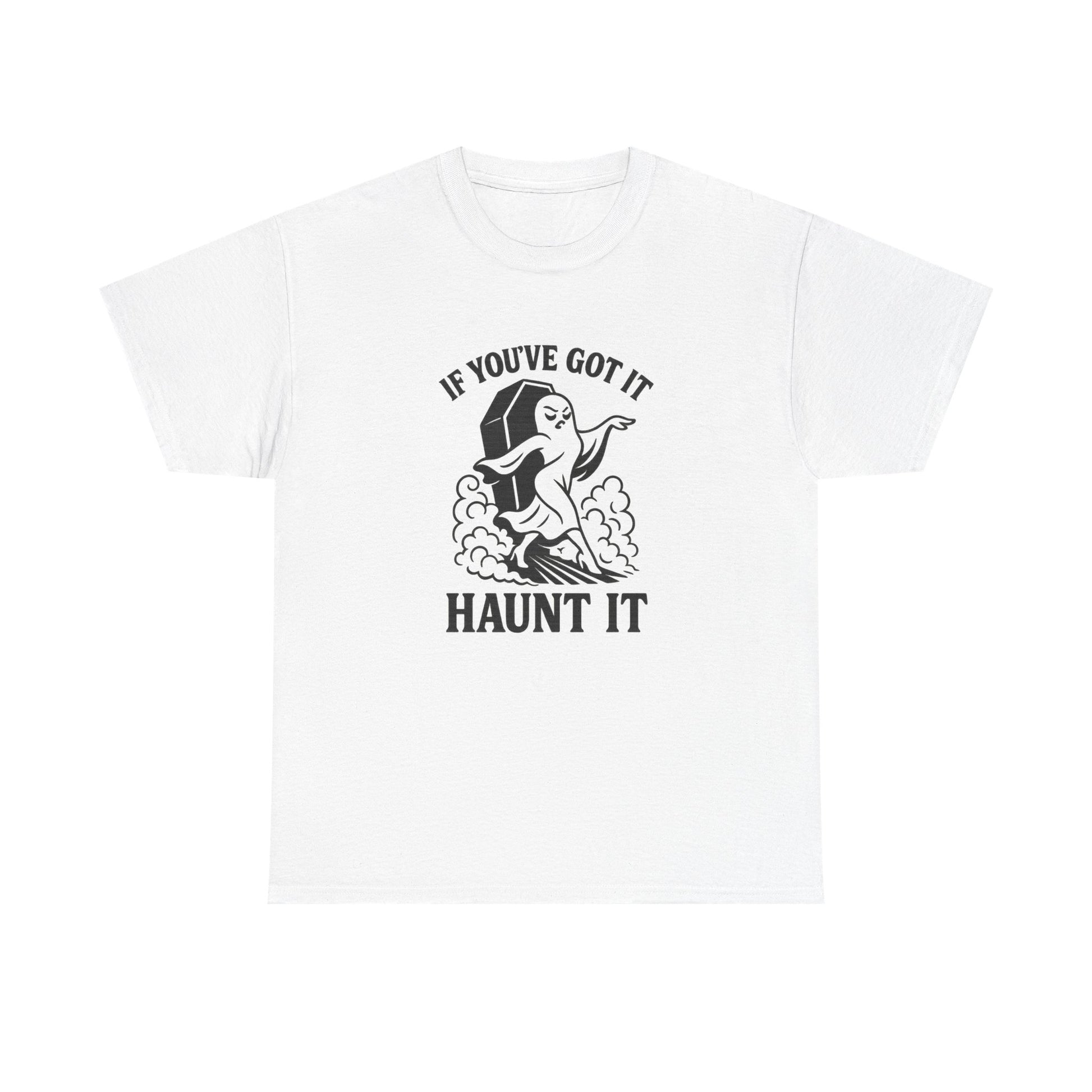 Unisex Haunt It Tee, Funny Ghost T-Shirt, Halloween Apparel, Casual Wear, Gift for Spooky Season, Unisex Cotton Shirt - Stellar Threadz Studio