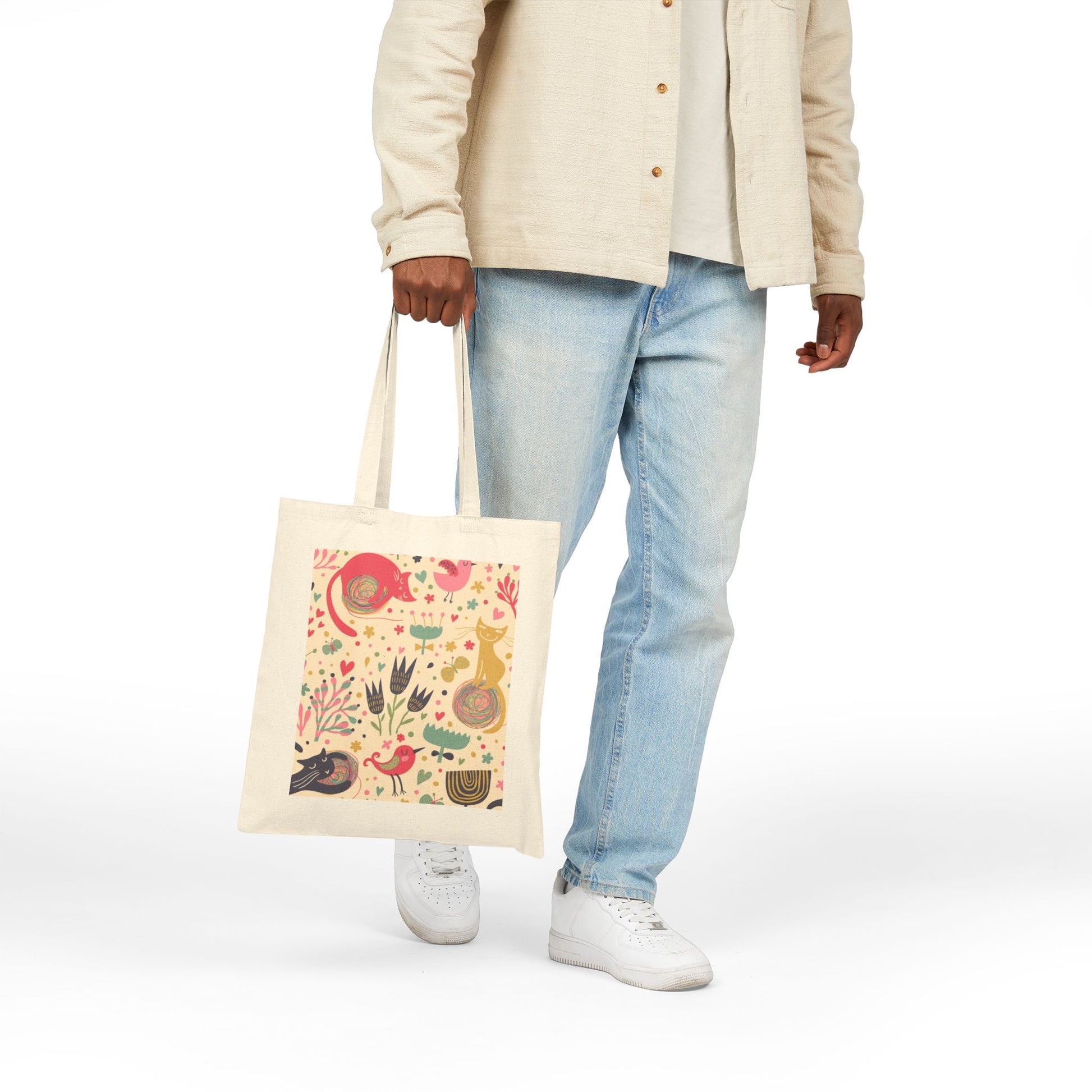 Playful Canvas Tote Bag - Eco-Friendly Animal Design - Stellar Threadz Studio