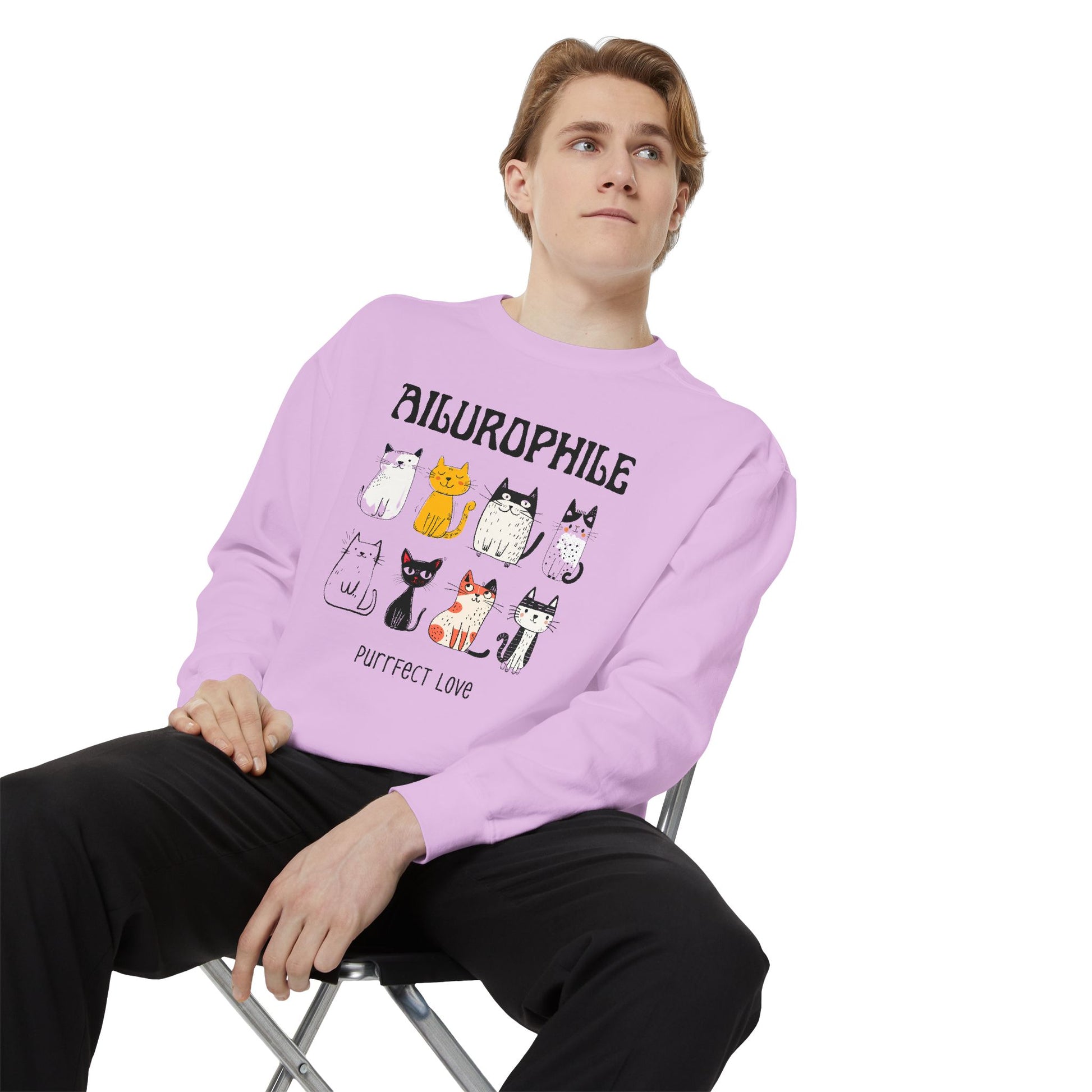 Ailurophile Comfort Colors Sweatshirt - Cozy Cat Sweatshirt, Cat Lover Gift, Unisex. - Stellar Threadz Studio