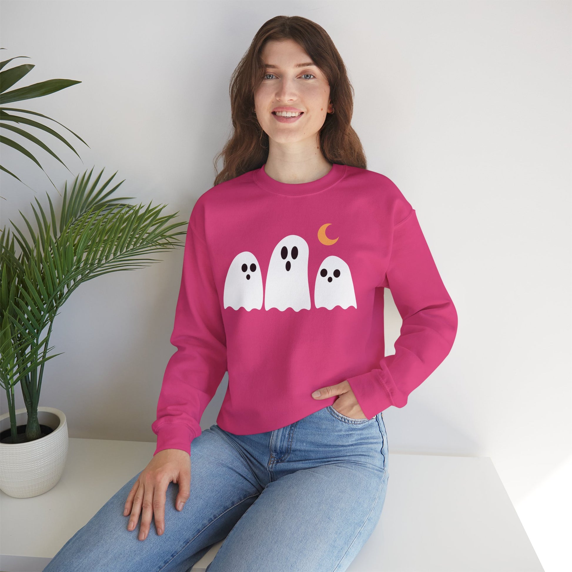 Spooky Ghosts Crewneck Sweatshirt, Cute Halloween Unisex Pullover - Stellar Threadz Studio