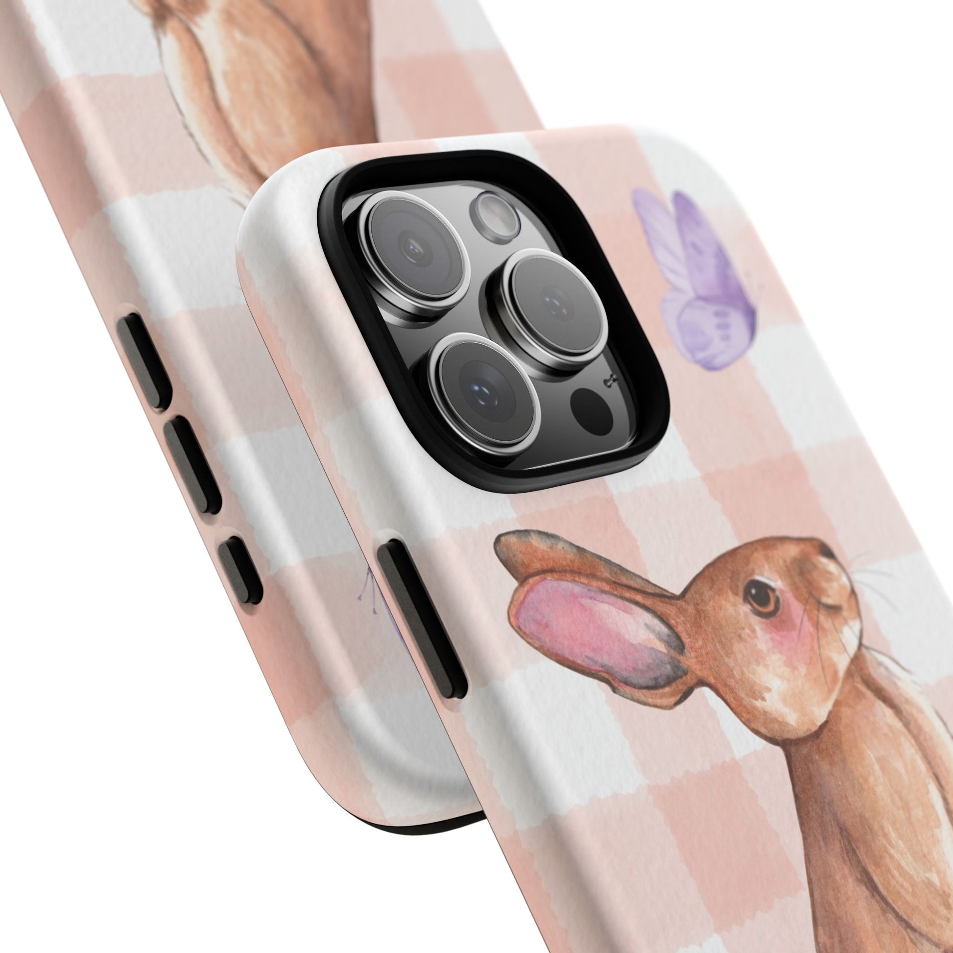 Cute Bunny Rabbit Phone Case, Tough Cases, Bunny Artwork, Springtime Gift, Floral Design, Phone Accessories, Nature Lover's Style - Stellar Threadz Studio