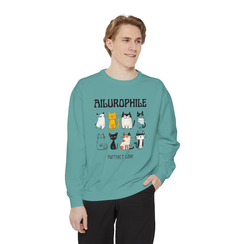 Ailurophile Comfort Colors Sweatshirt - Cozy Cat Sweatshirt, Cat Lover Gift, Unisex. - Stellar Threadz Studio